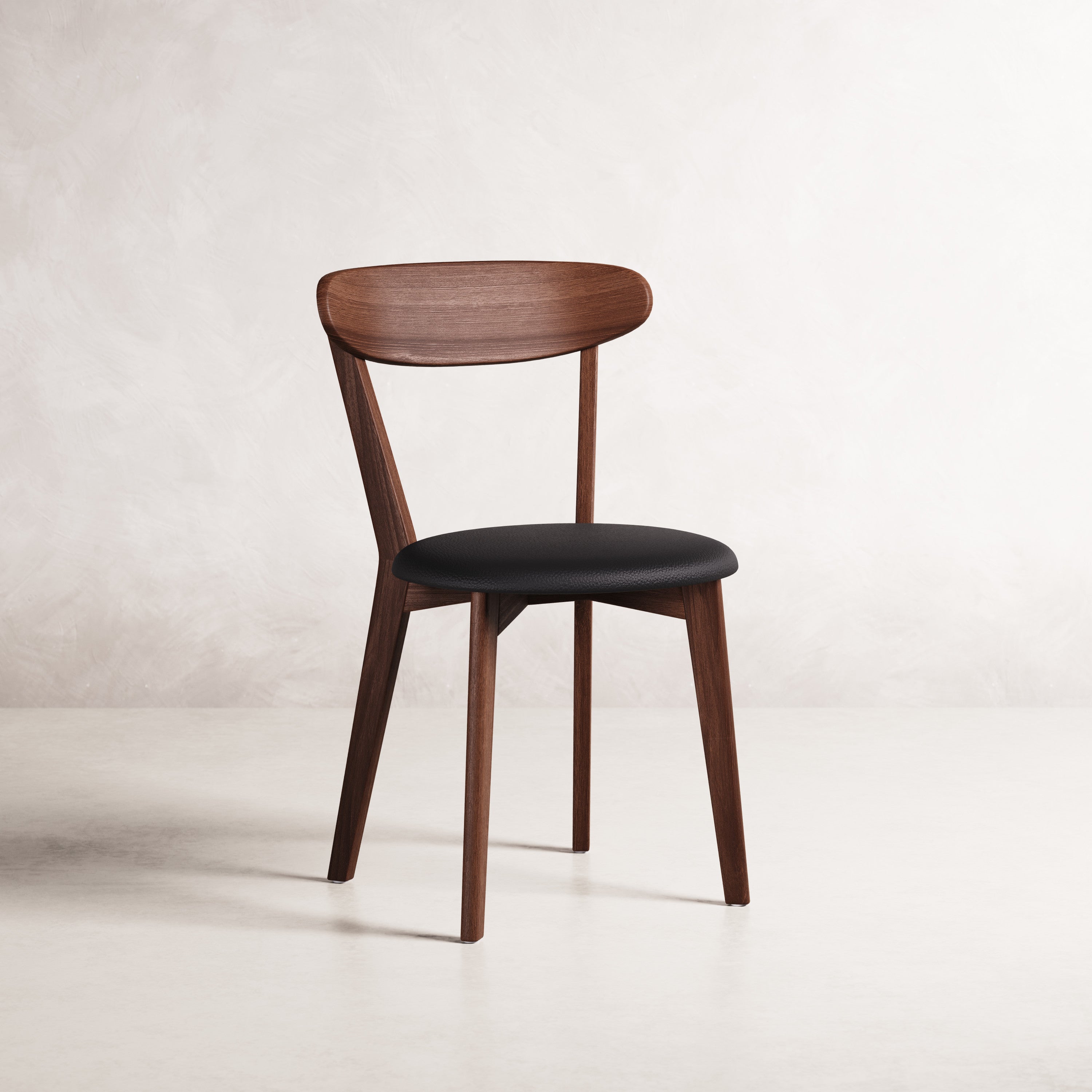 Henrik II Dining Chair - Solid American Walnut with Black Leather