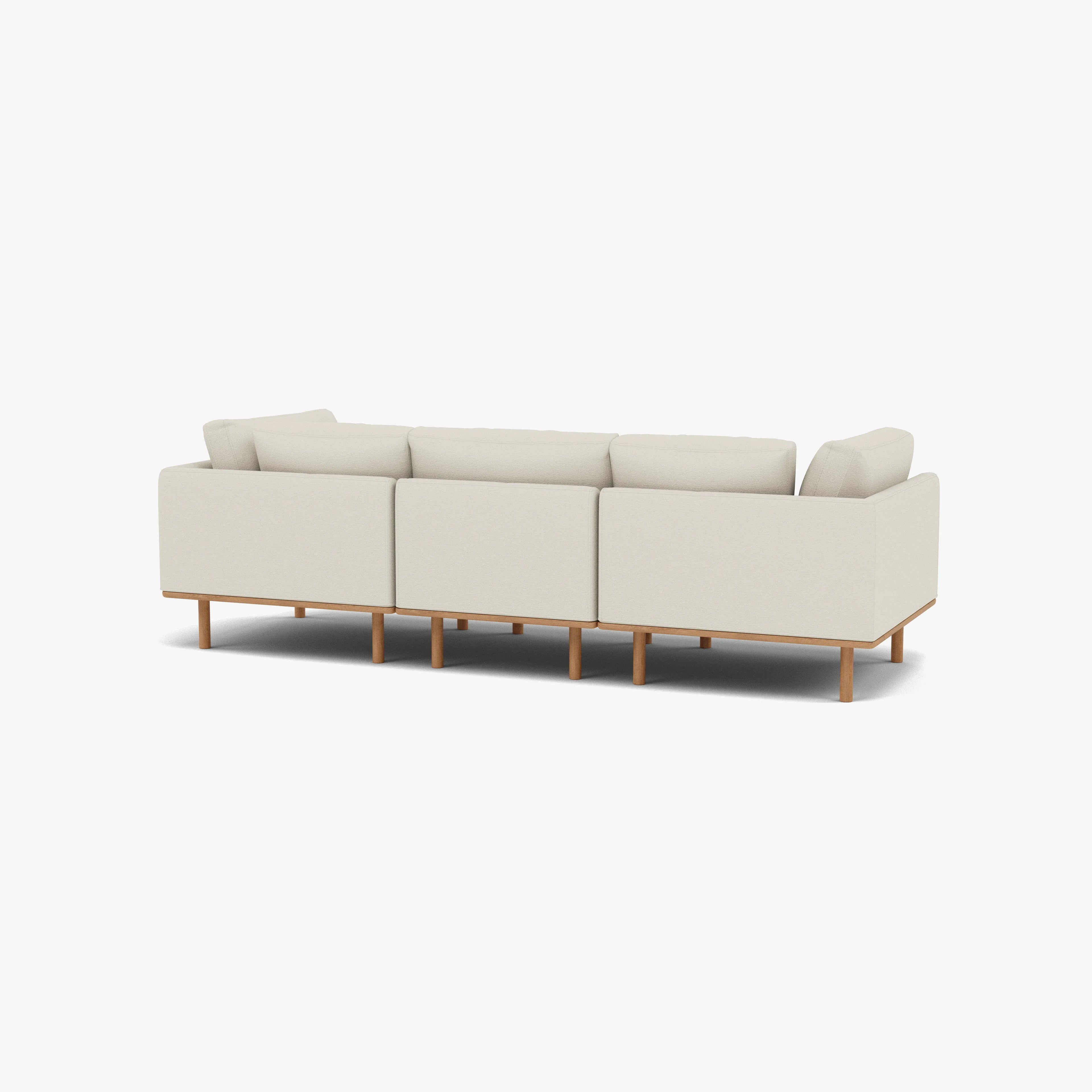 Anika Modular Sofa 3-Seater Bone White Fabric Solid American Oak