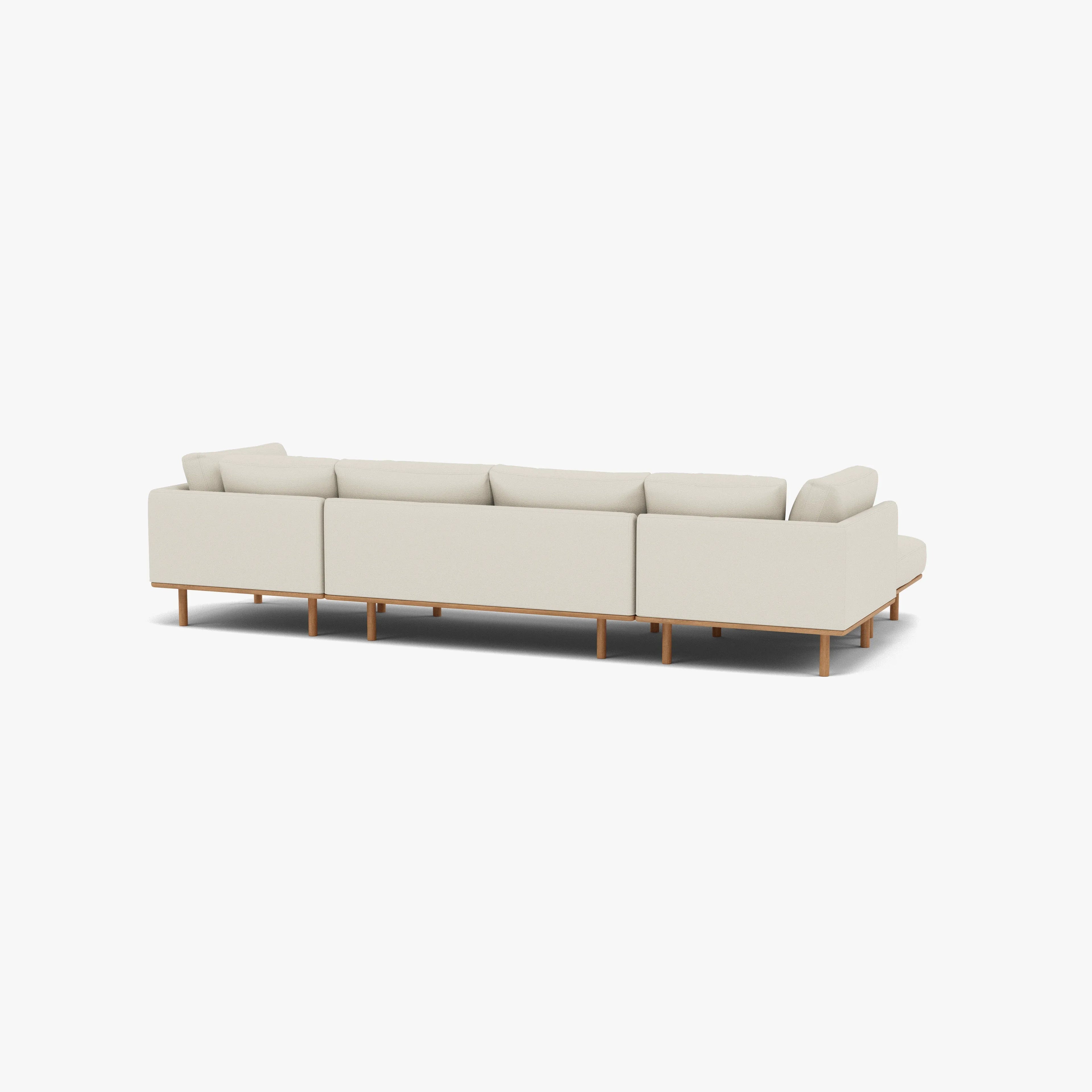 Anika Modular Sofa 4-Seater Chaise Bone White Fabric Solid American Oak