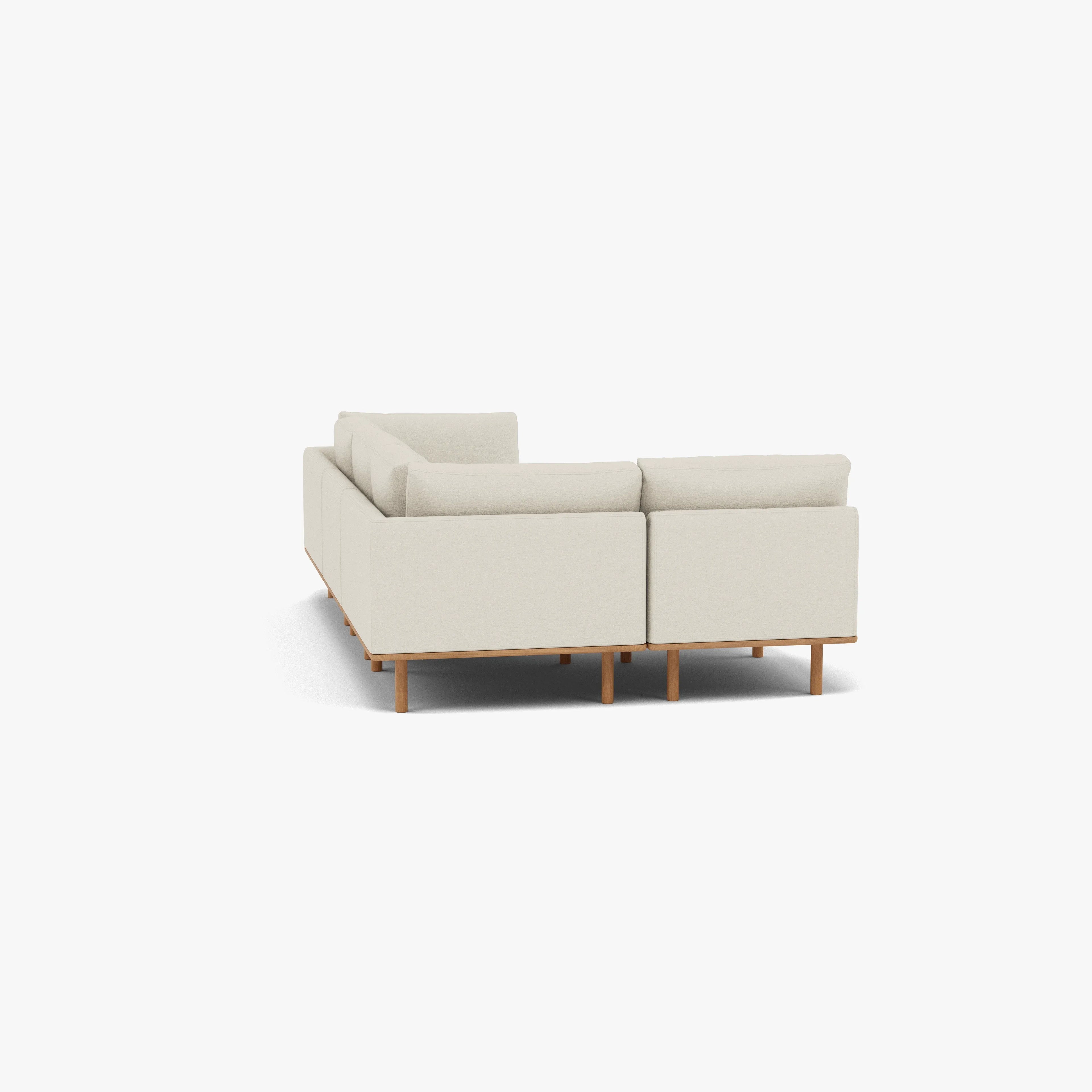 Anika Modular Sofa 4-Seater Corner Bone White Fabric Solid American Oak