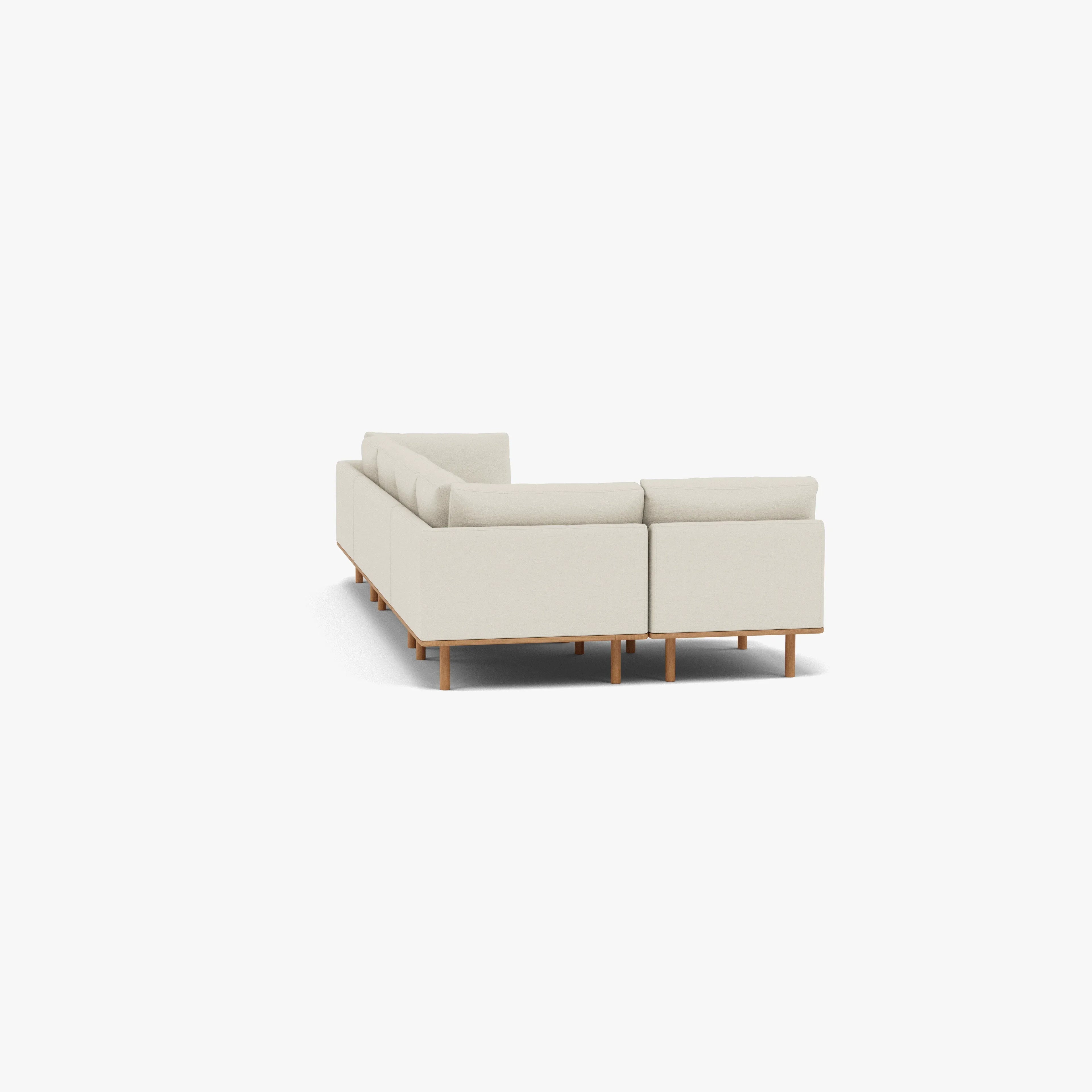 Anika Modular Sofa 5-Seater Corner Bone White Fabric Solid American Oak