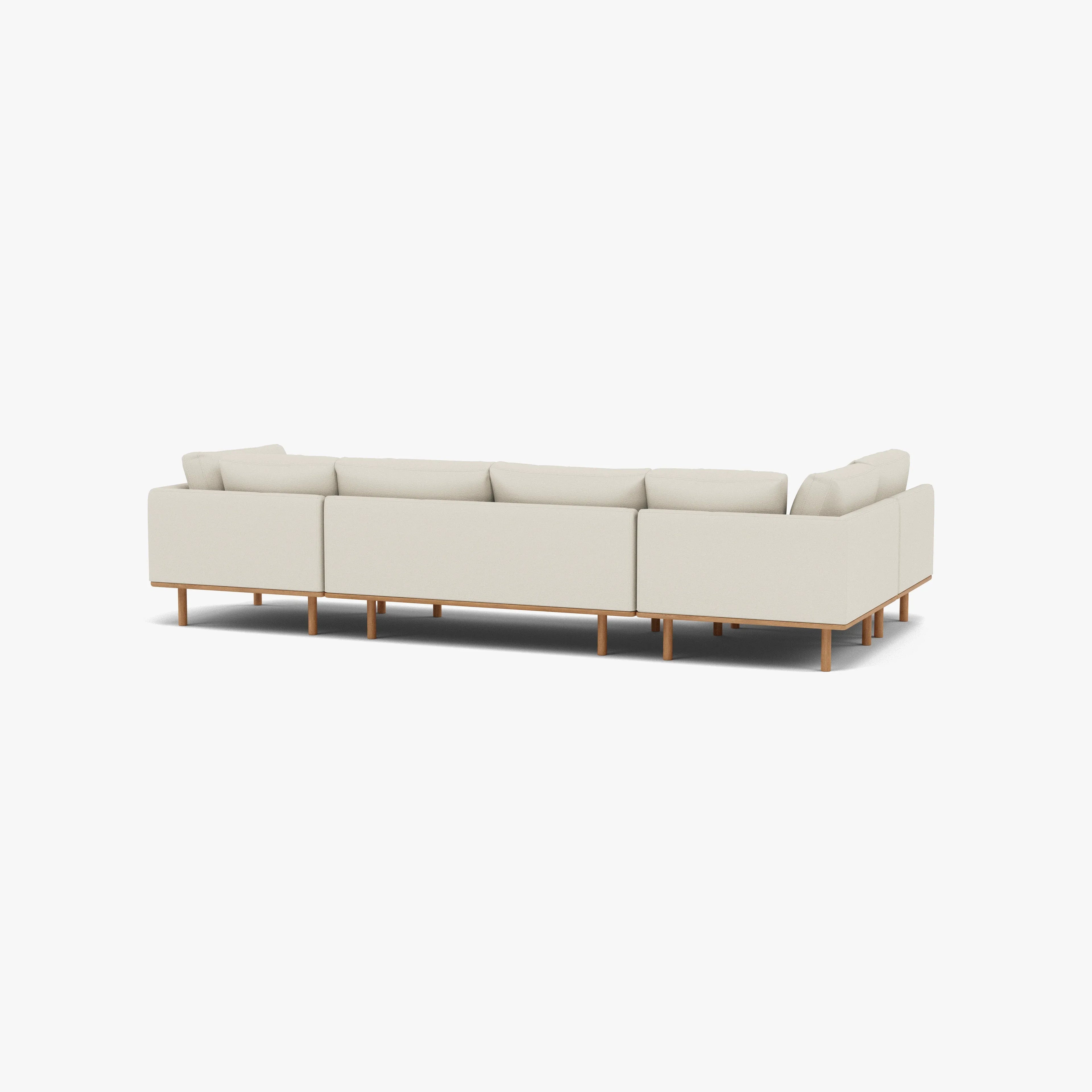Anika Modular Sofa 5-Seater Corner Bone White Fabric Solid American Oak