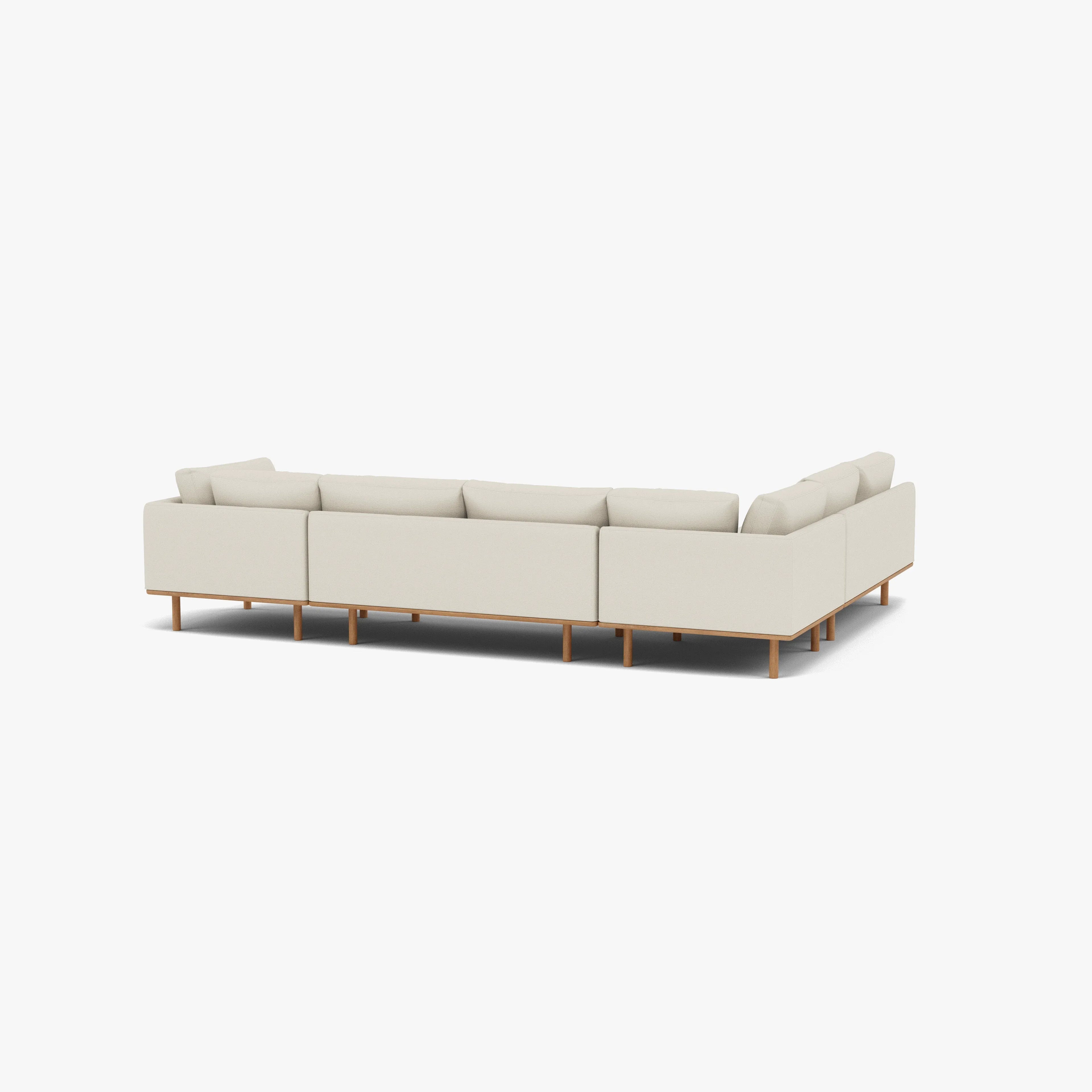 Anika Modular Sofa 6-Seater Corner Chaise Bone White Fabric Solid American Oak