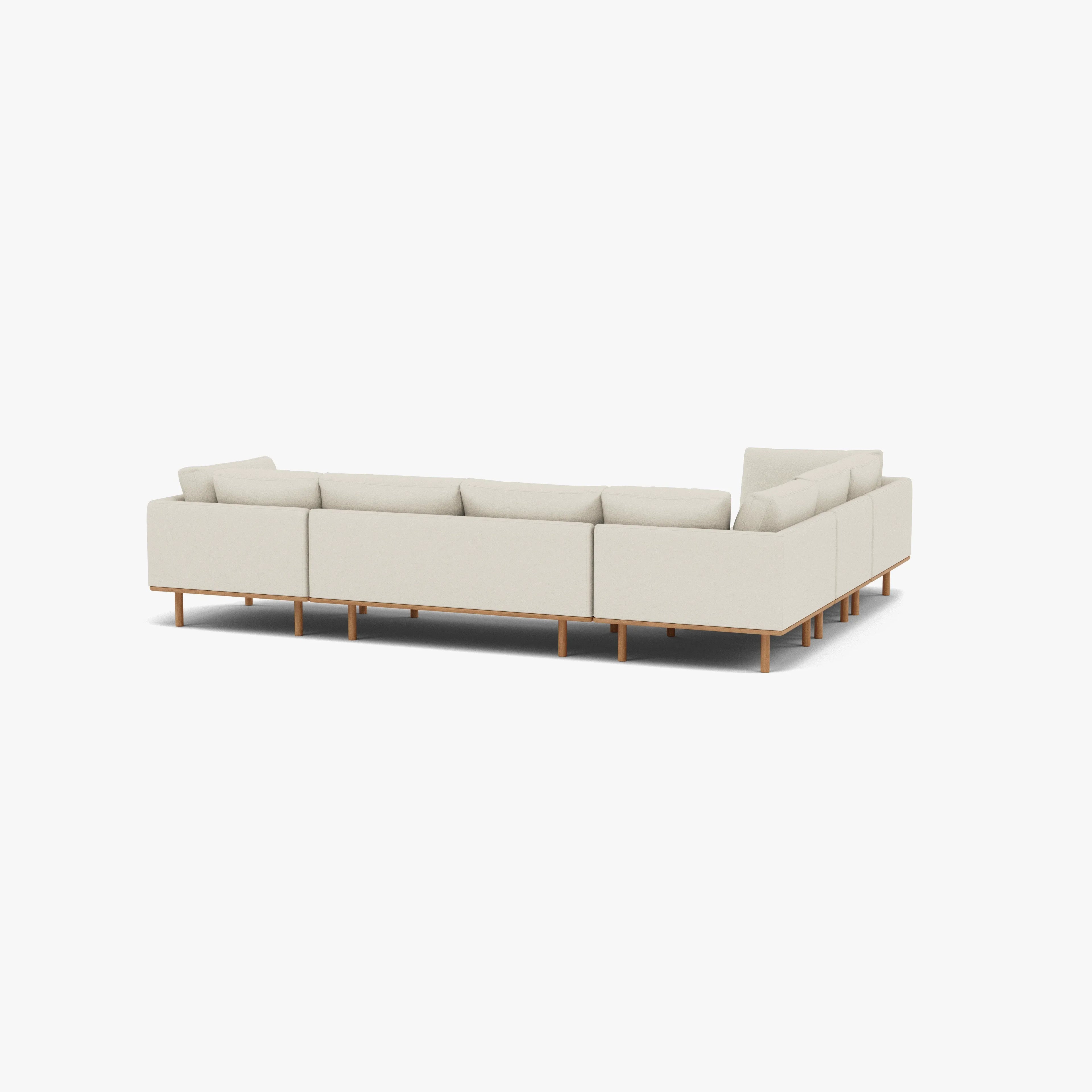 Anika Modular Sofa 6-Seater Corner Bone White Fabric Solid American Oak