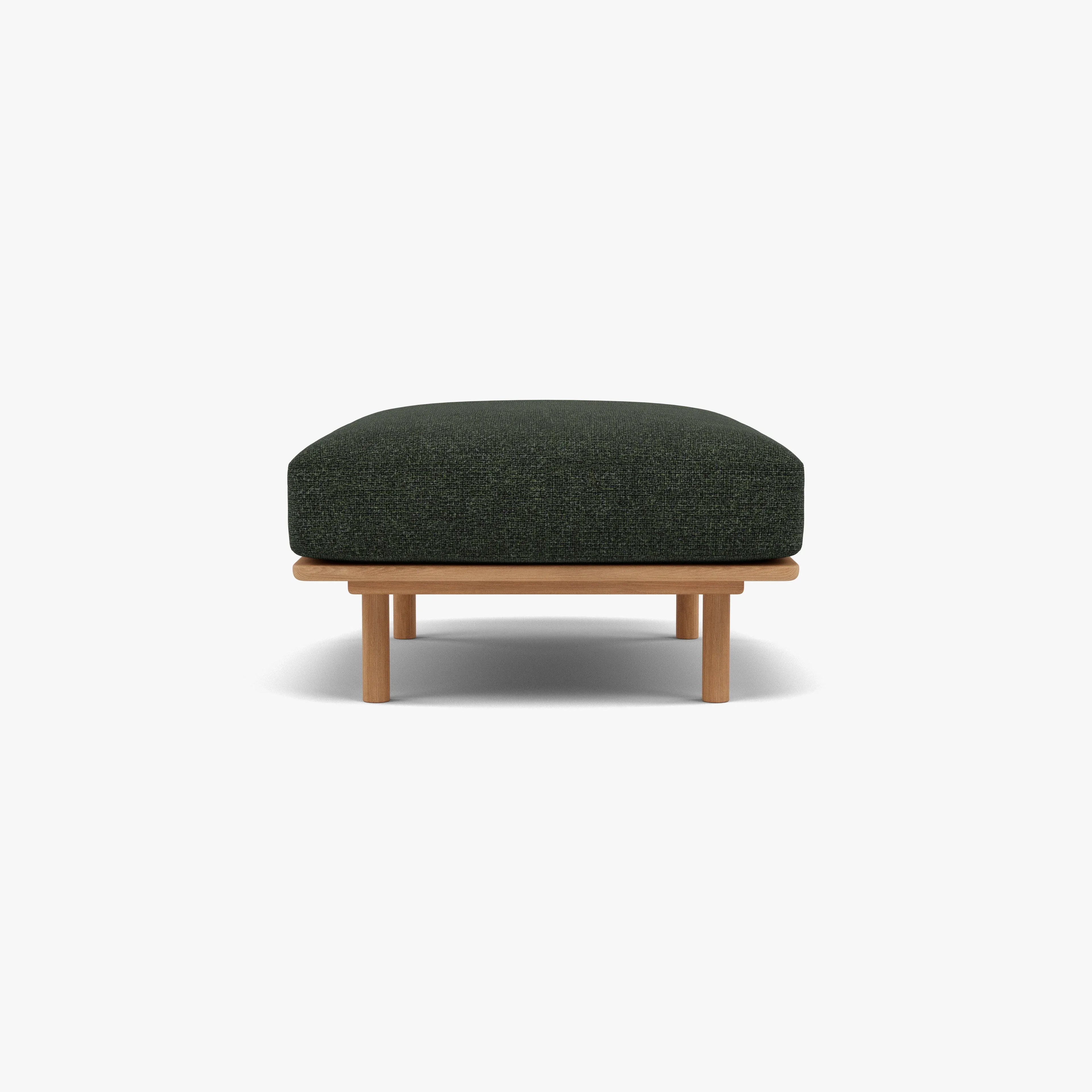 Anika Ottoman Olive Green Fabric Solid American Oak