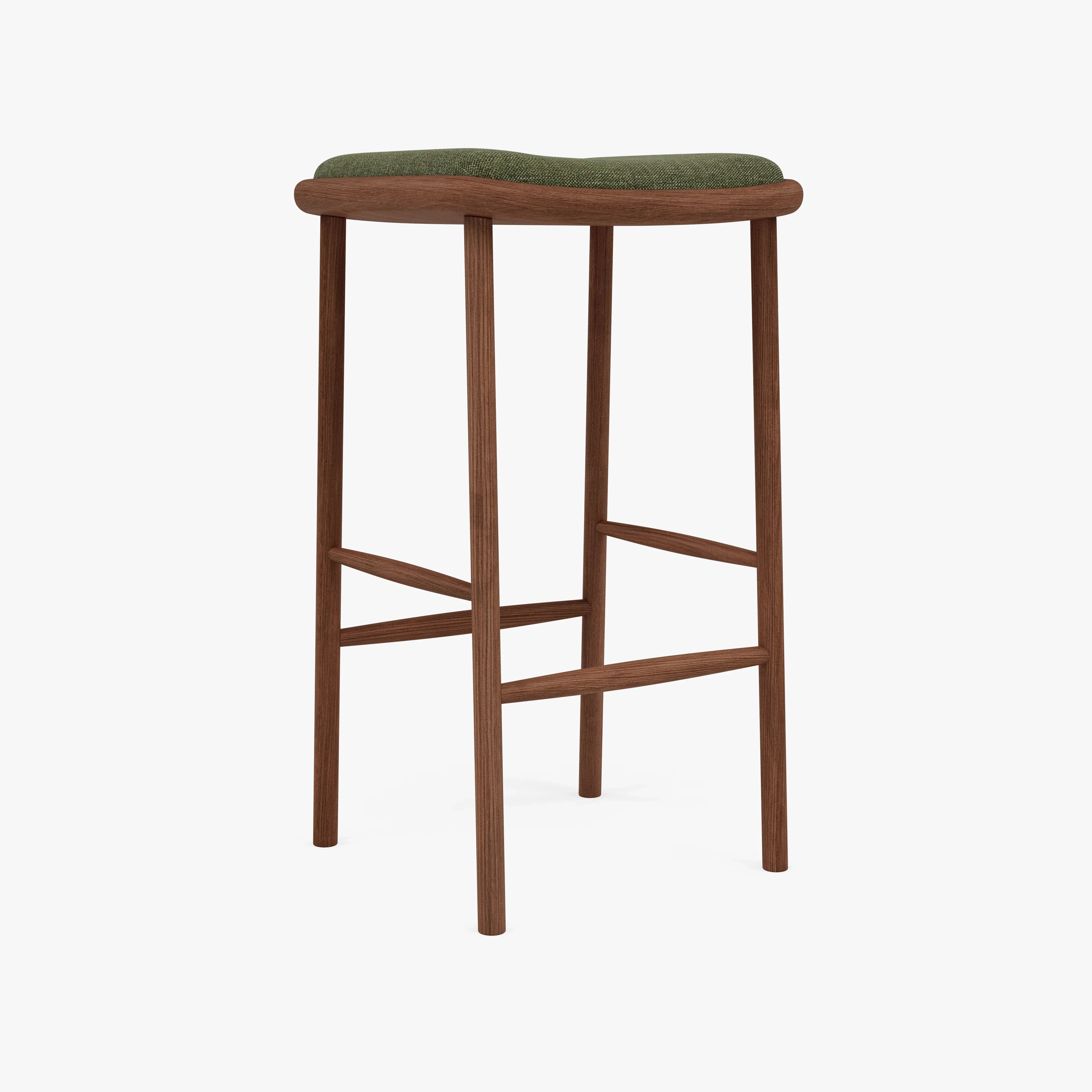 Anton Counter Stool Aloe Green Fabric Solid American Walnut