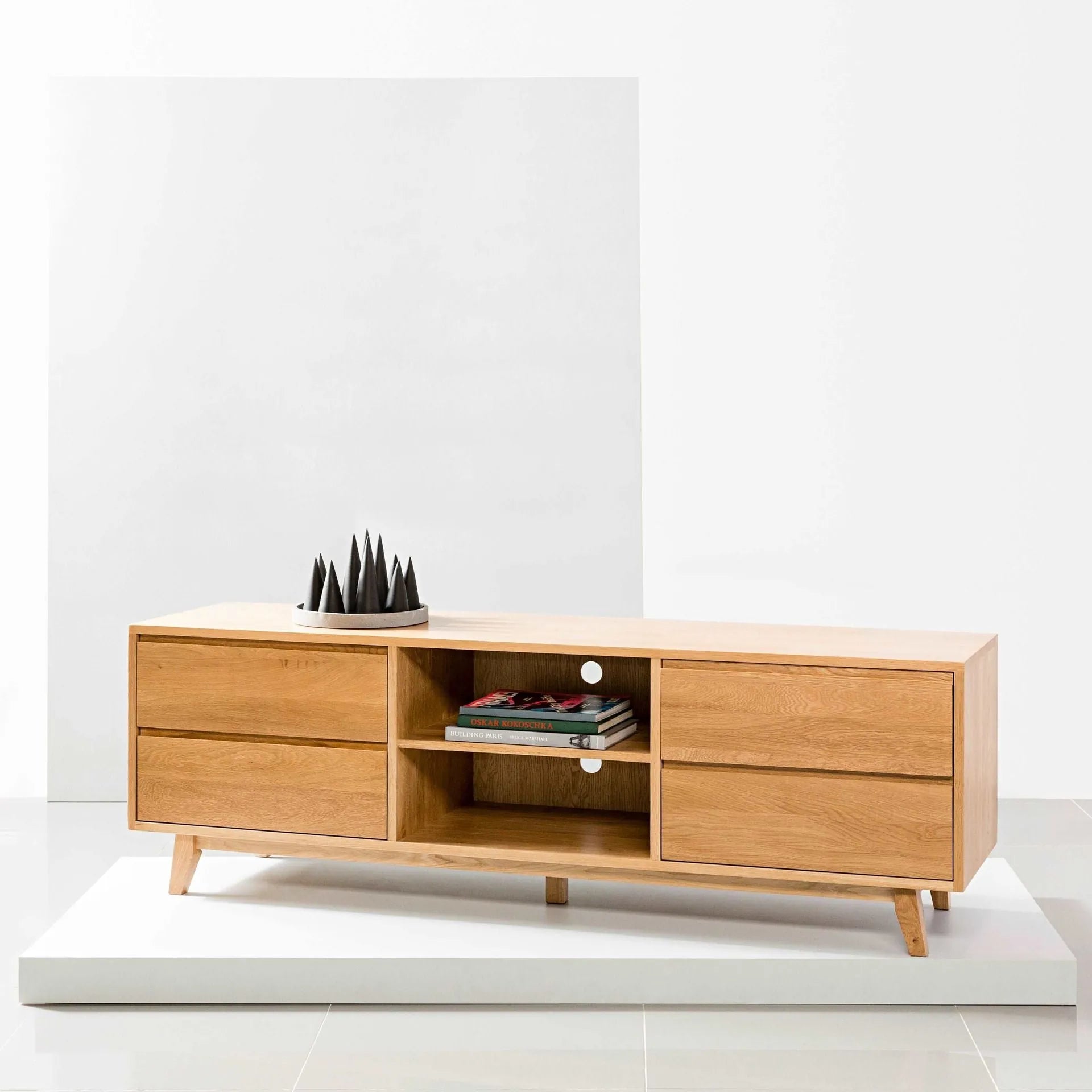 Bastian TV and Media Console 71" x 18" Solid American Oak