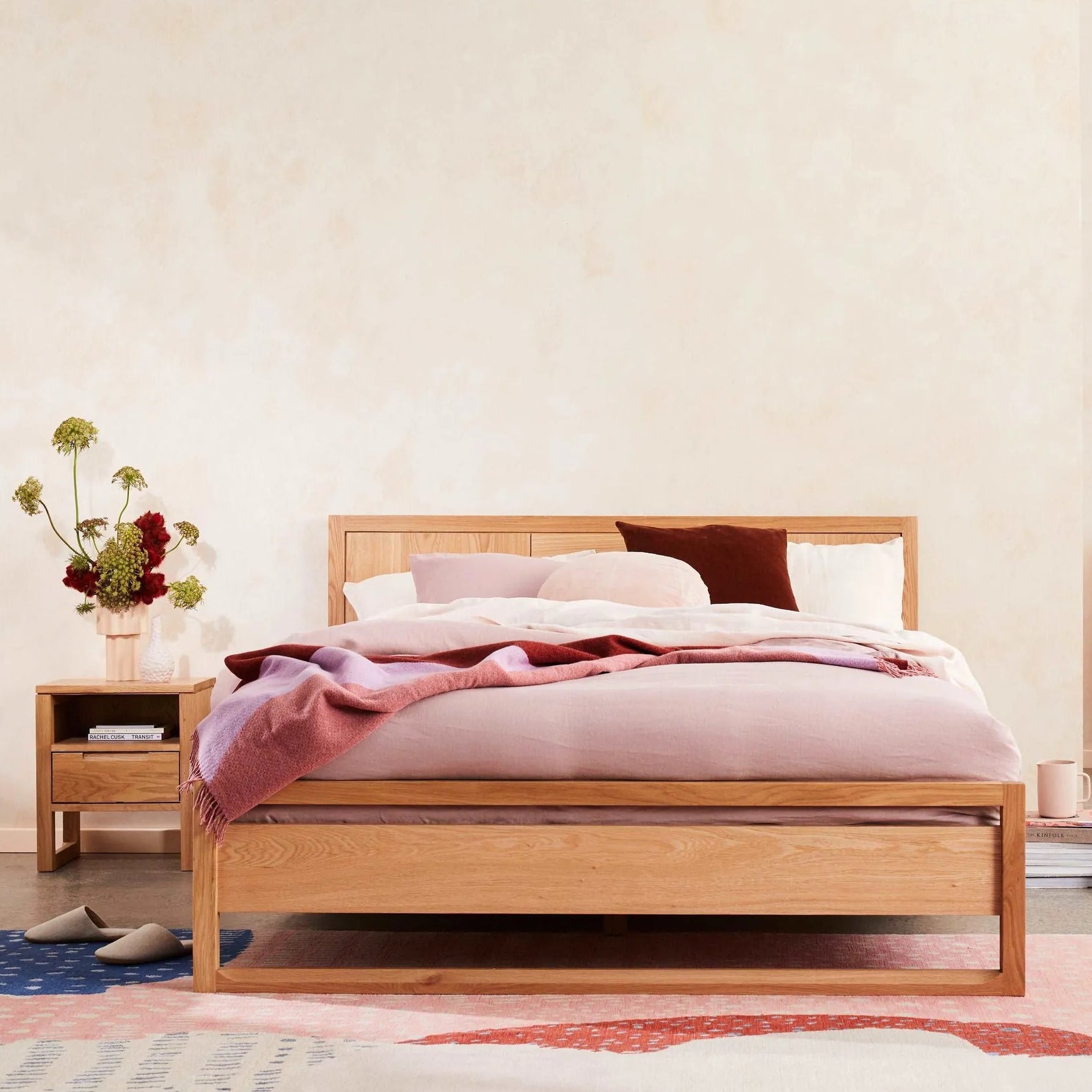 Bruno Bed Frame Queen American Oak