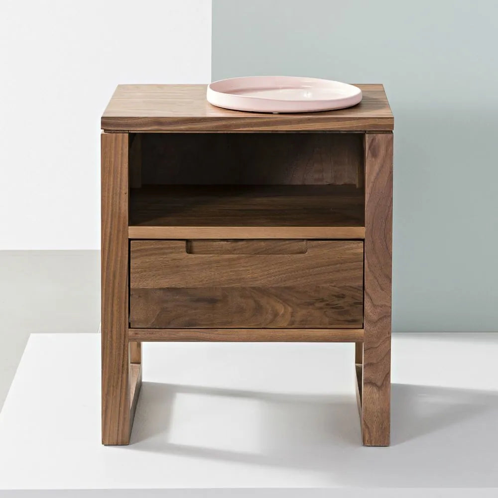 Bruno Nightstand 1 Drawer 17" x 14" Solid American Walnut