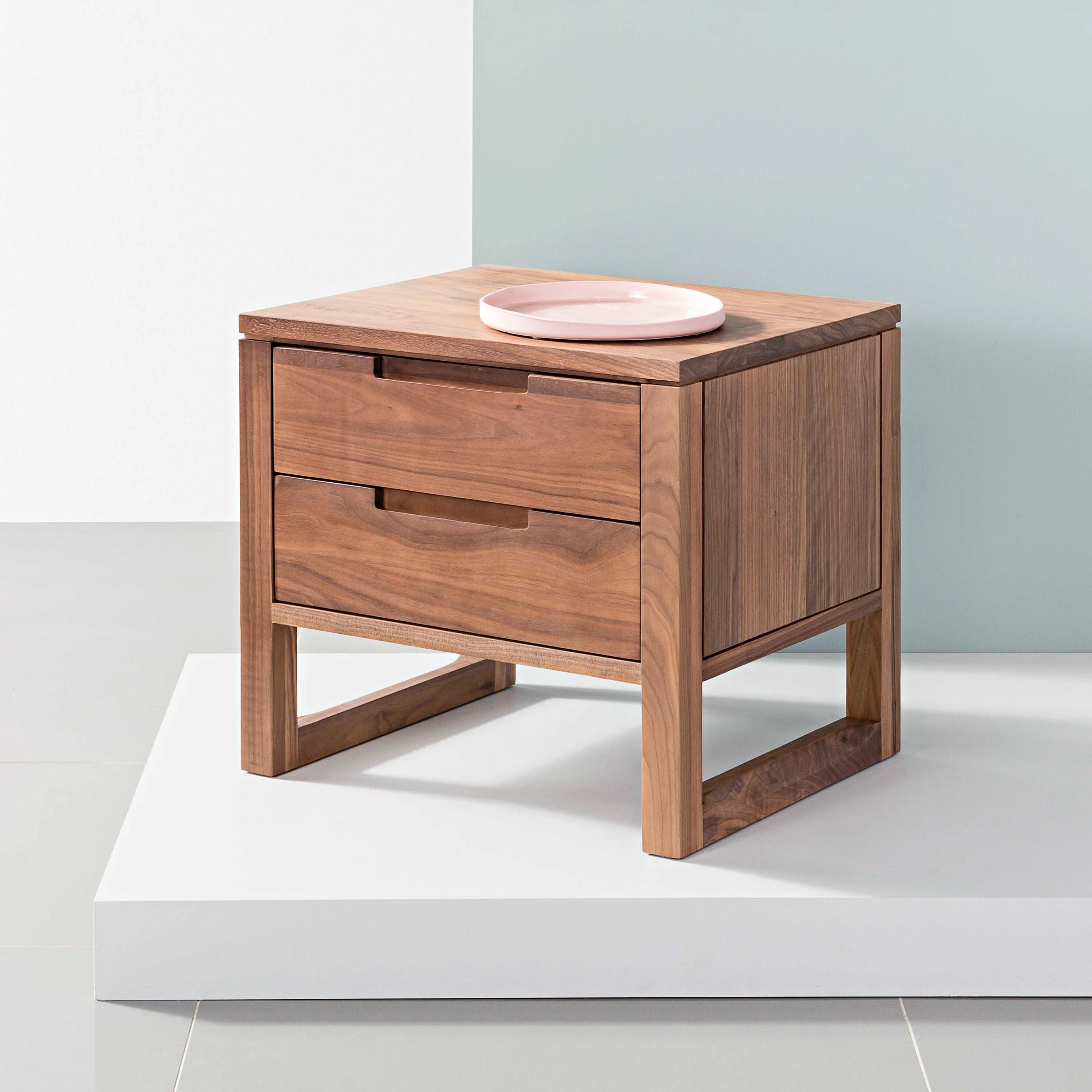 Bruno Nightstand 2 Drawers 20" x 17" Solid American Walnut