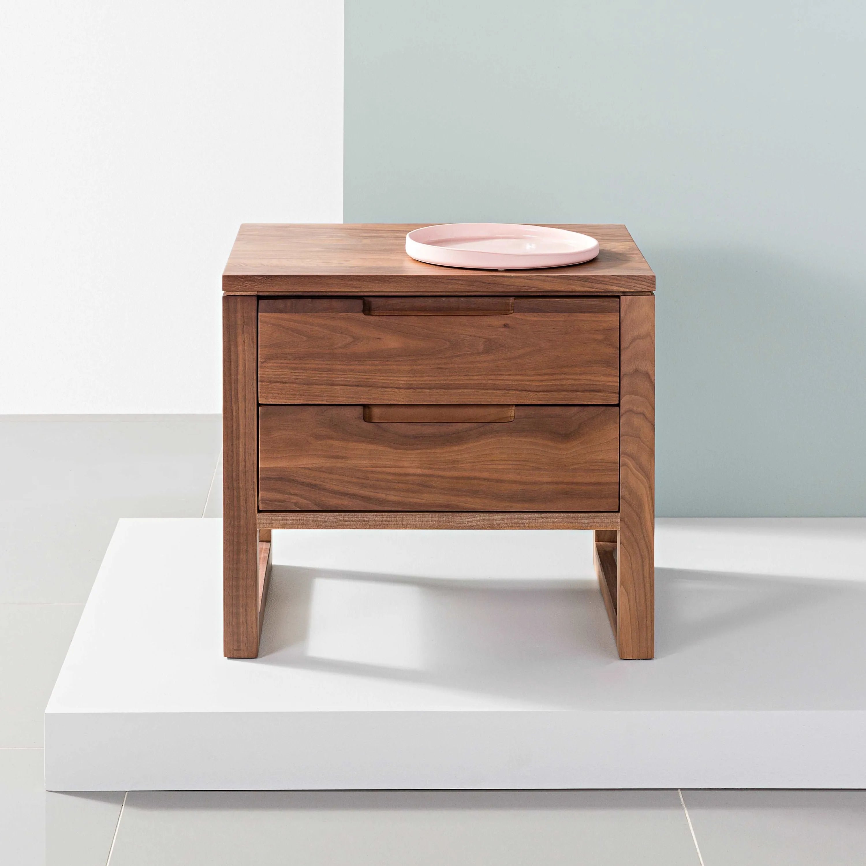 Bruno Nightstand 2 Drawers 20" x 17" Solid American Walnut