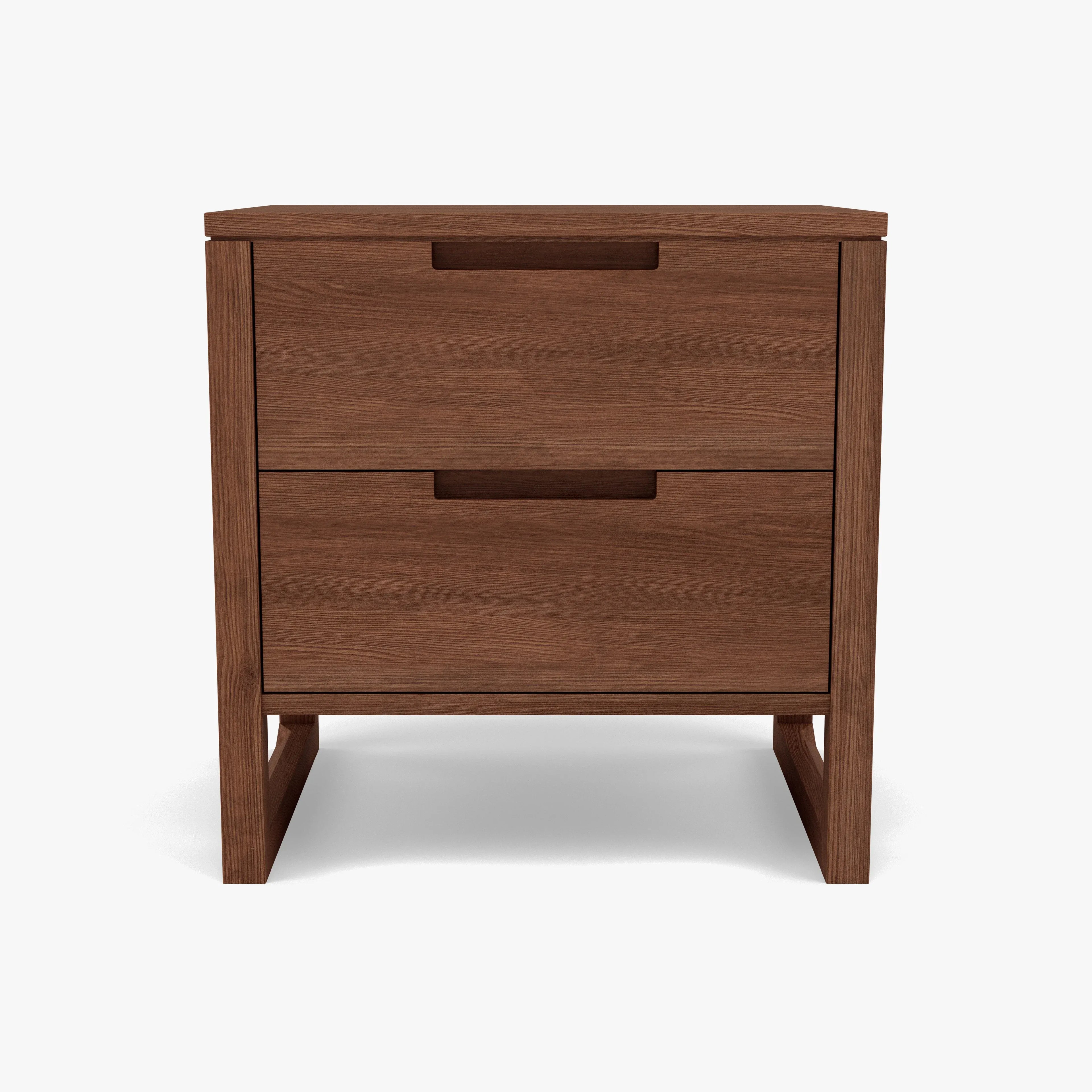 Bruno Nightstand XL 2 Drawers 24" x 19" Solid American Walnut
