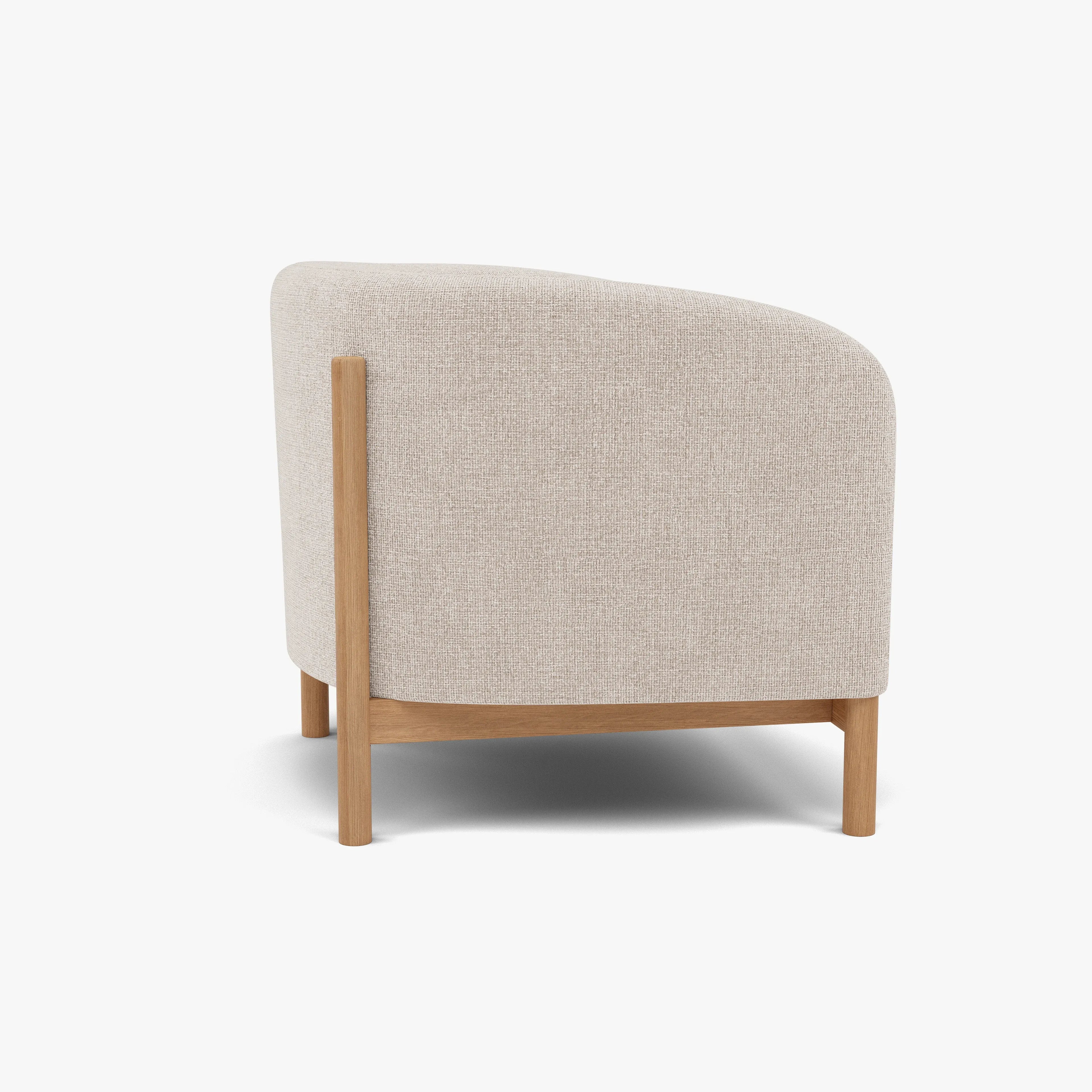 Hink Armchair Ivory Beige Fabric Solid American Oak