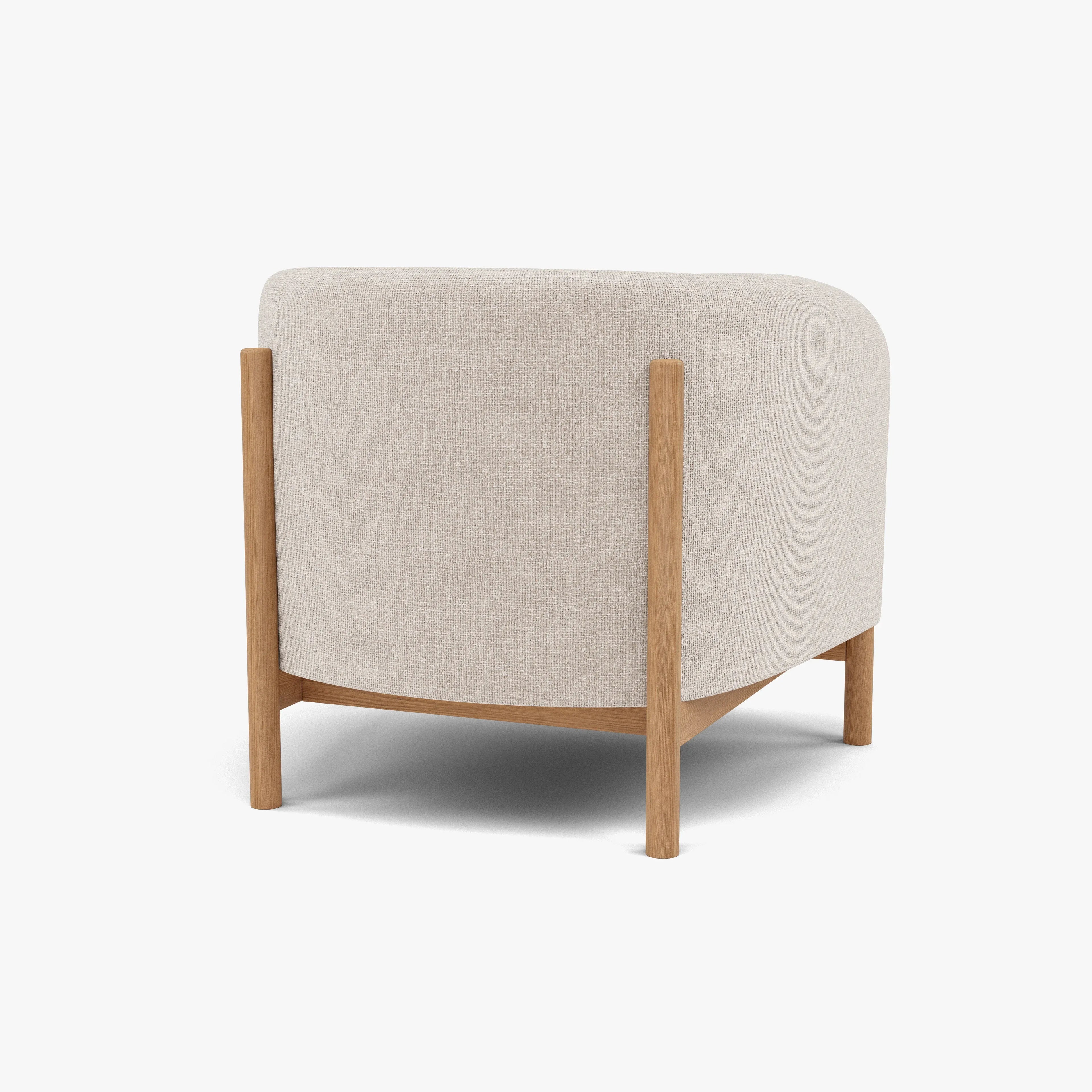 Hink Armchair Ivory Beige Fabric Solid American Oak