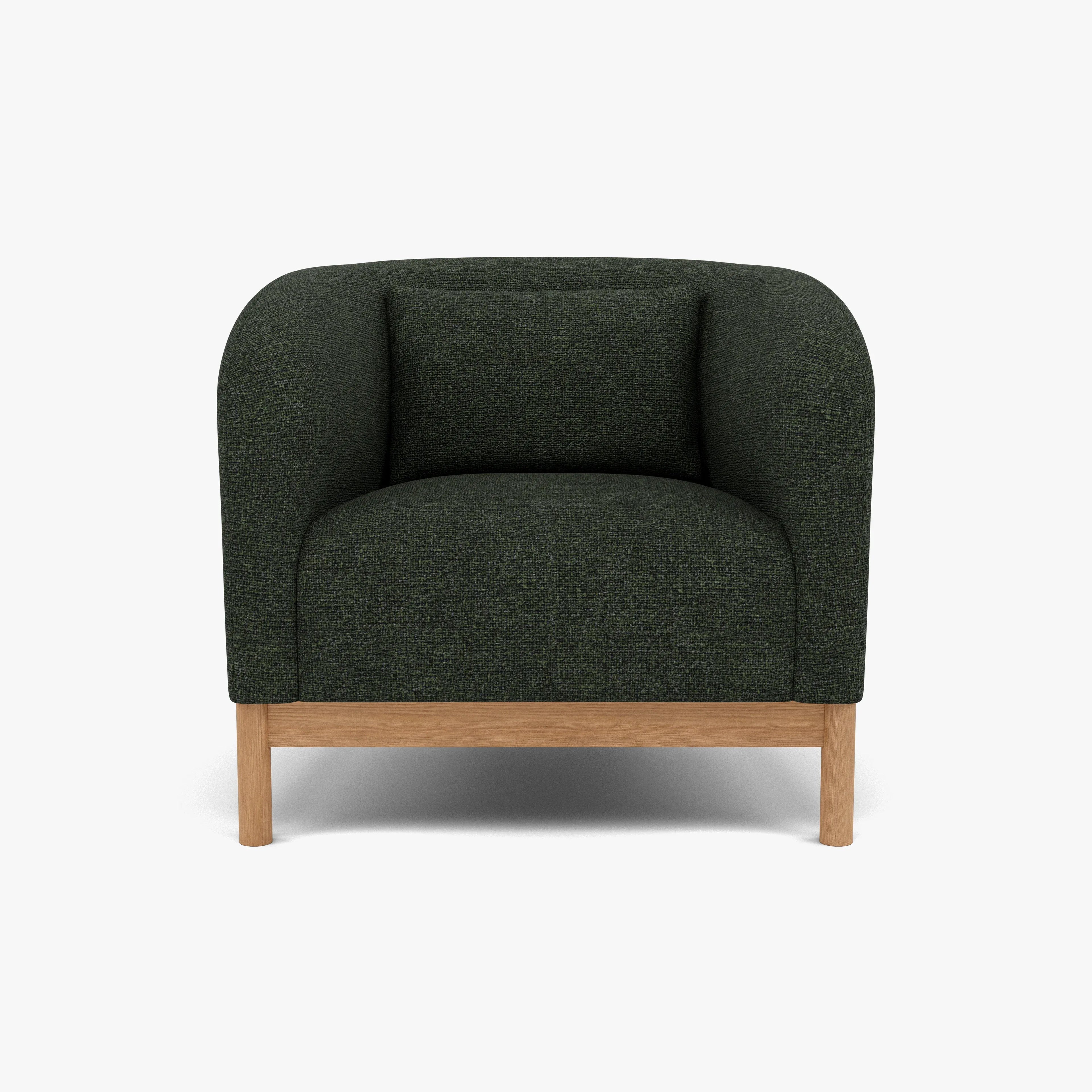 Hink Armchair Olive Green Fabric Solid American Oak