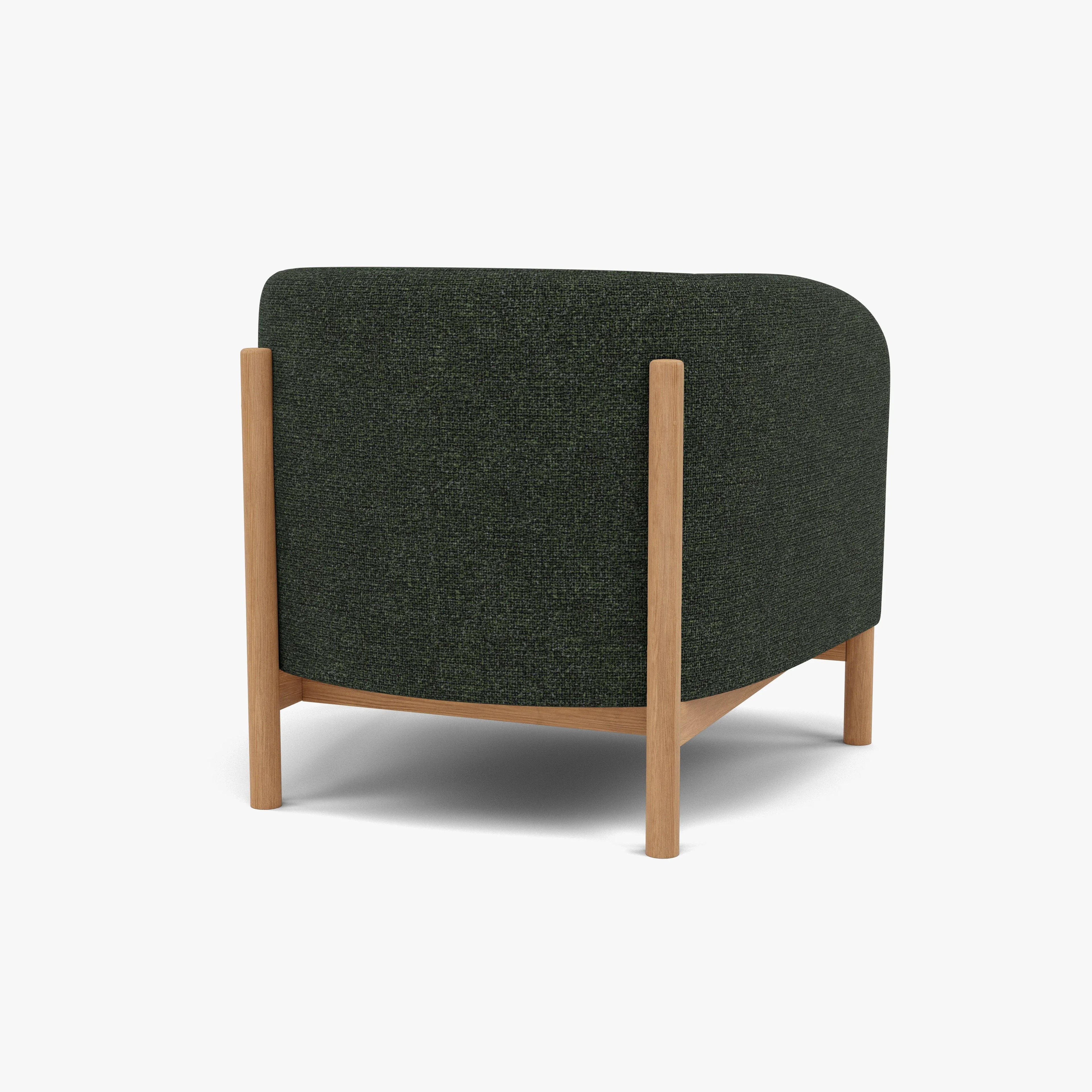 Hink Armchair Olive Green Fabric Solid American Oak