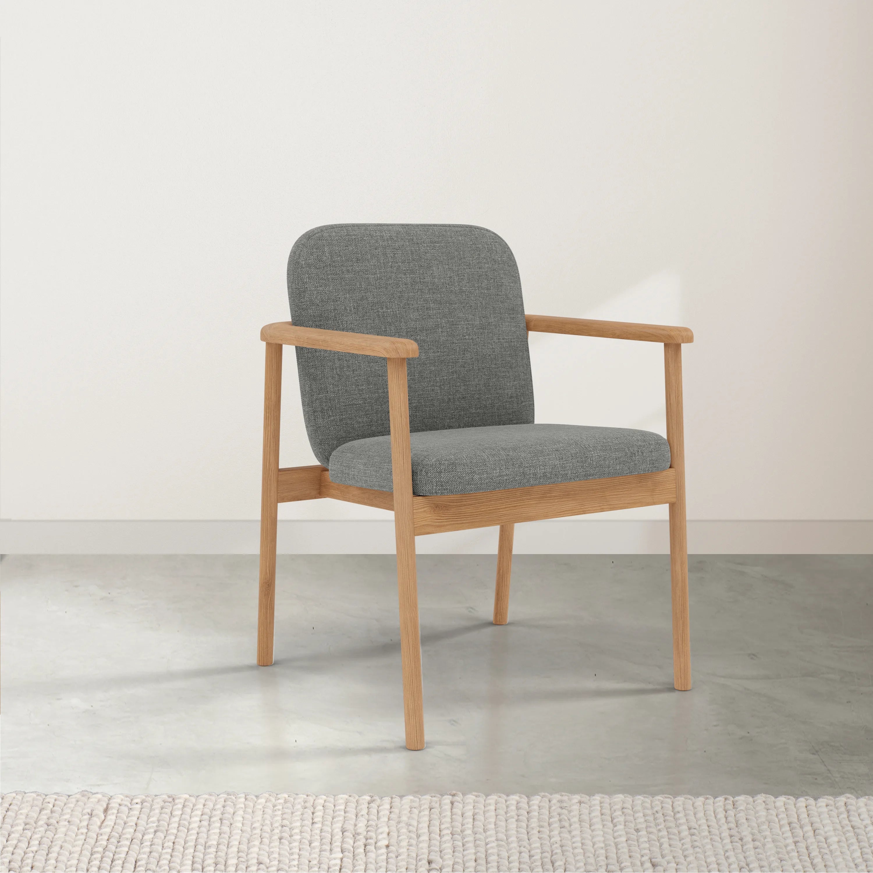 Jackson Dining Chair - Solid American Oak with Pewter Gray Fabric