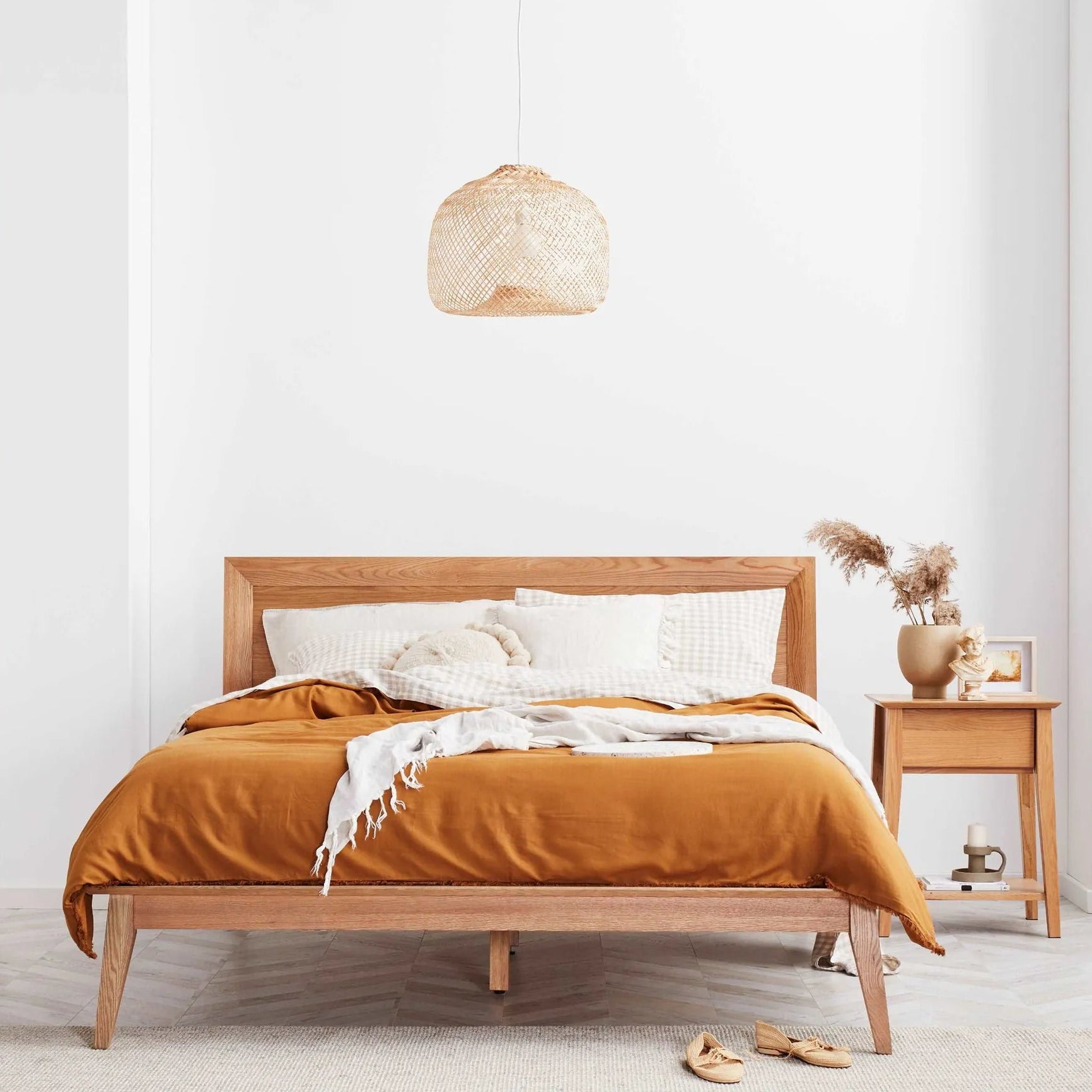 Jolanda Bed Frame King Solid American Oak