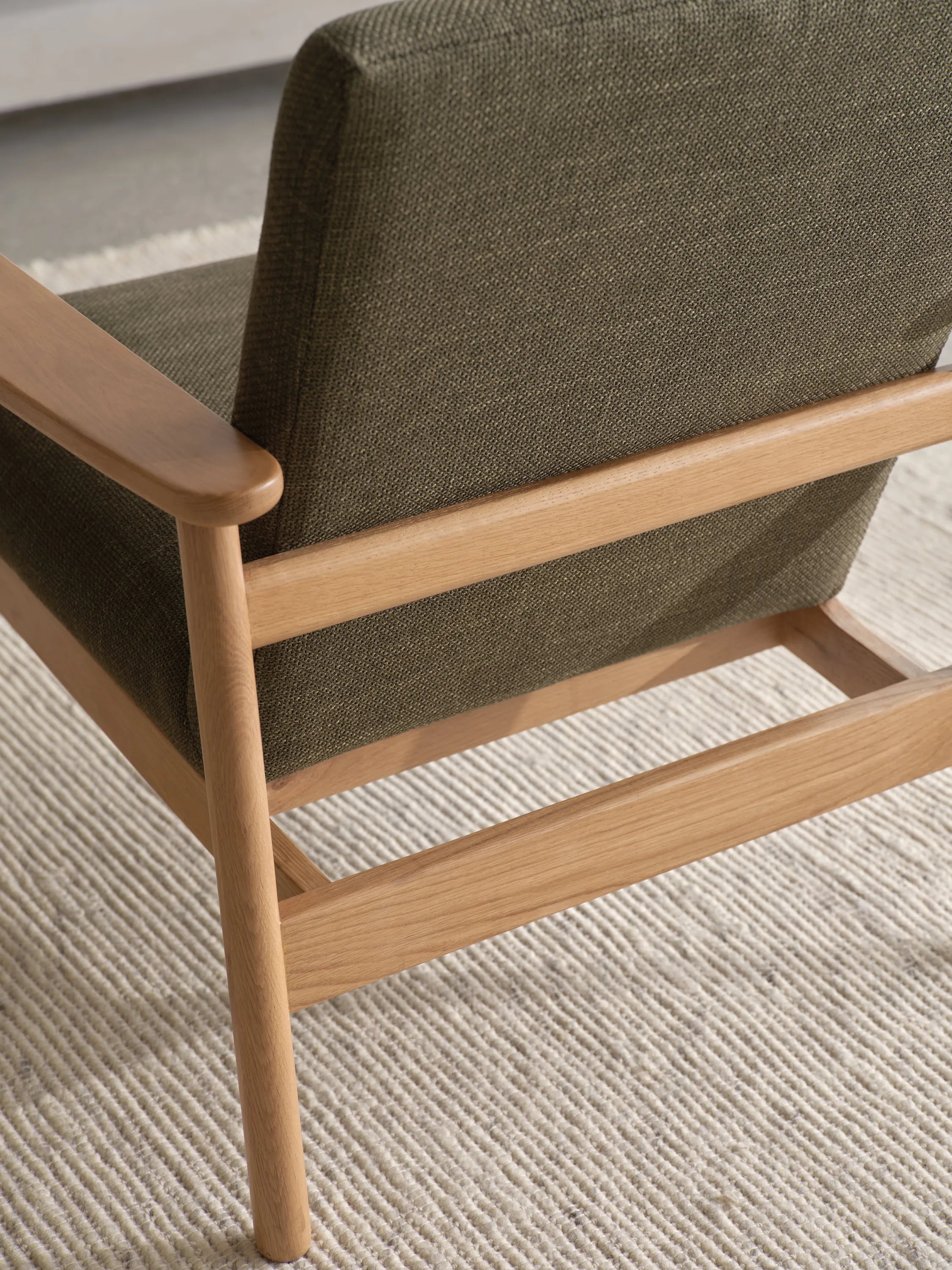 Mysa Armchair Alpine Green Fabric Solid American Oak