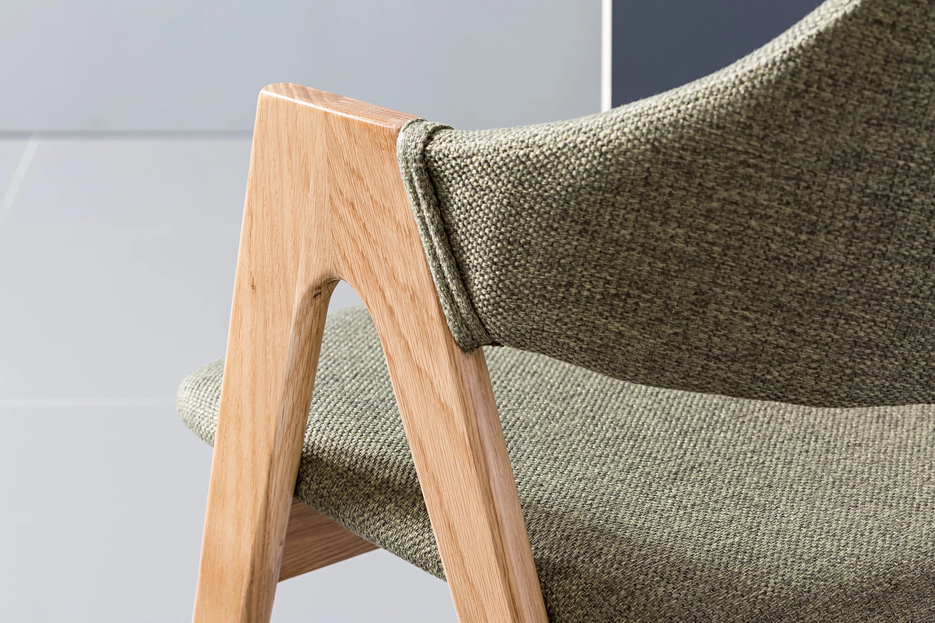 Nestor Dining Chair Sage Green Fabric Solid American Oak