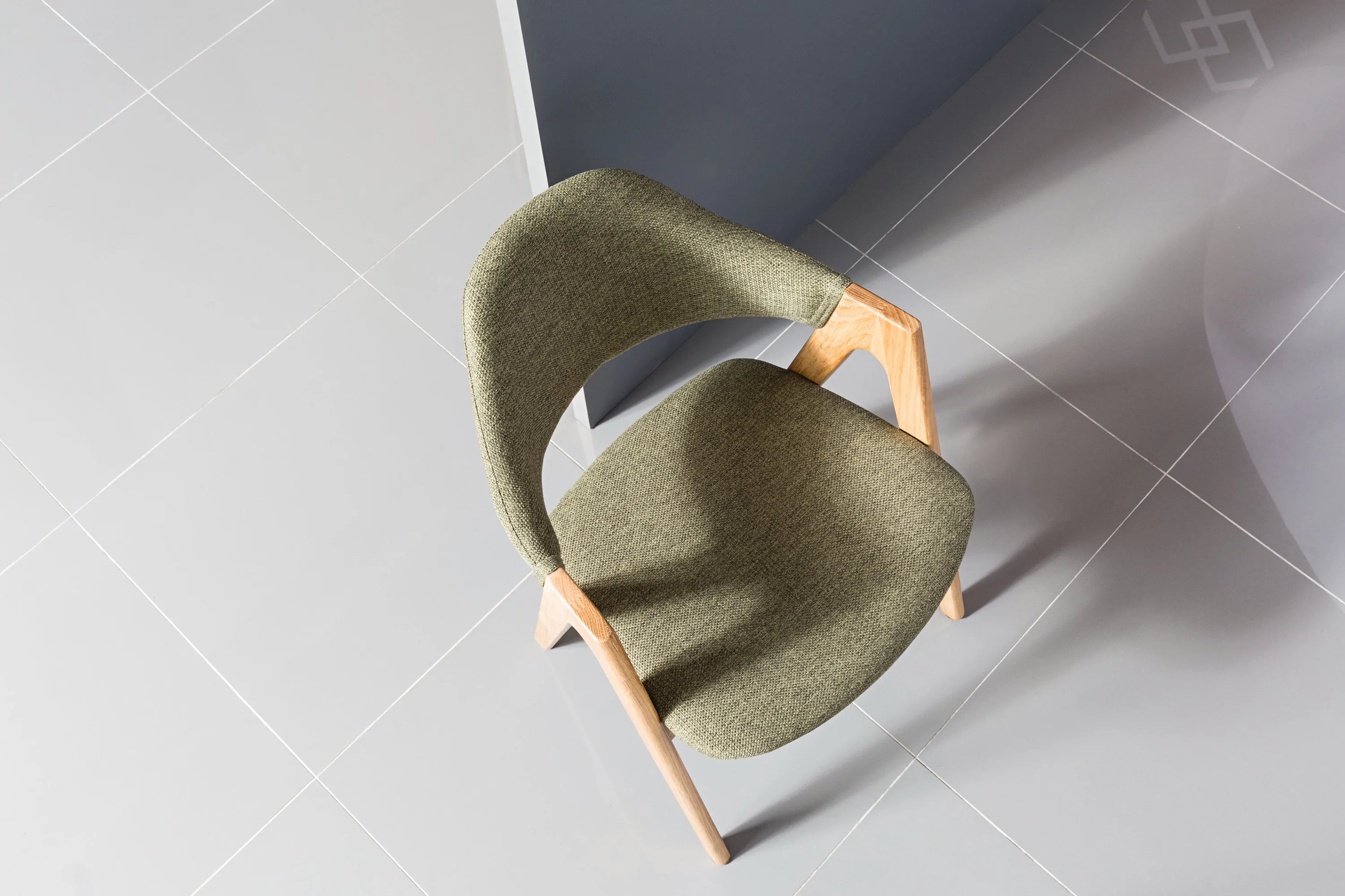 Nestor Dining Chair Sage Green Fabric Solid American Oak