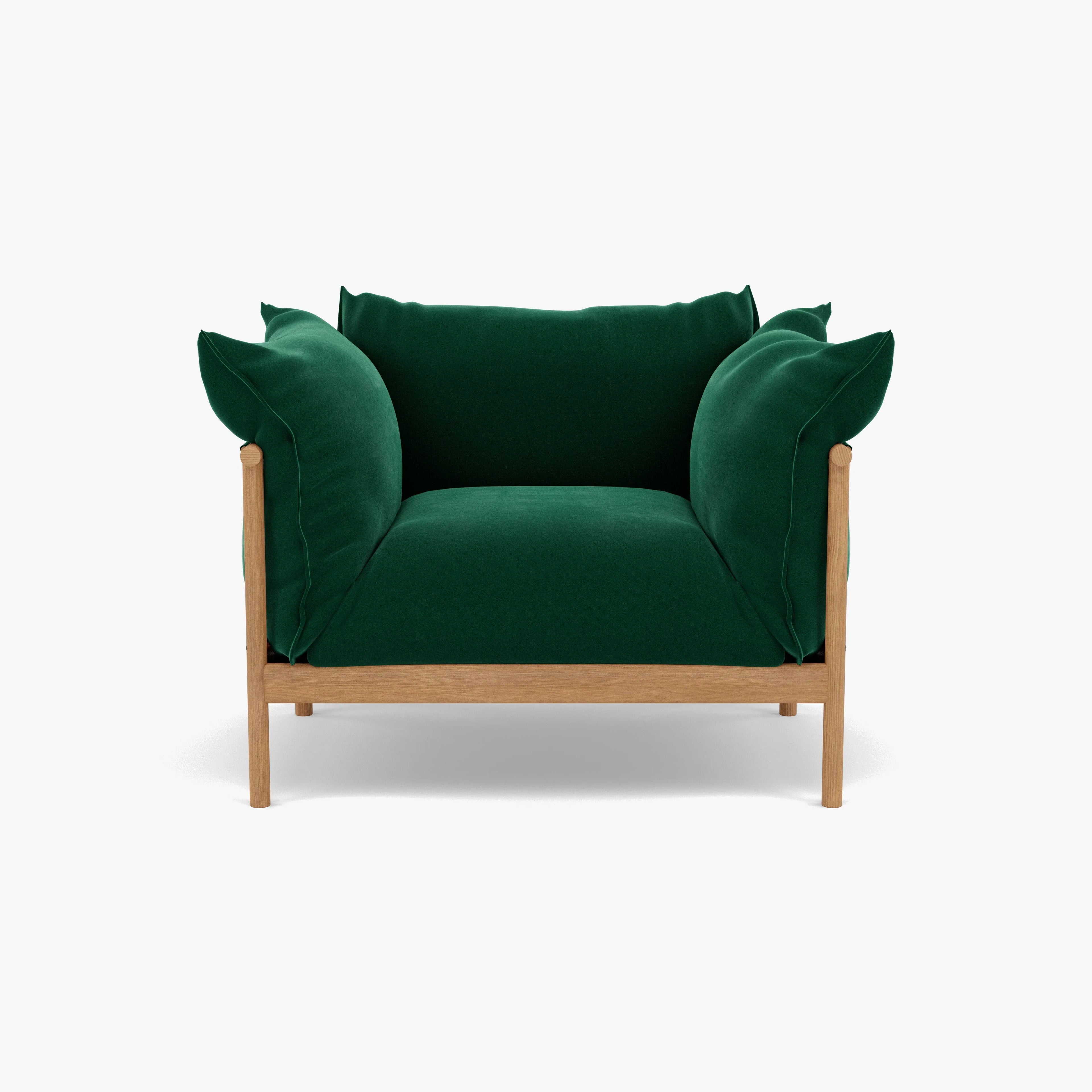 Olivia Armchair Racing Green Velvet Solid American Oak