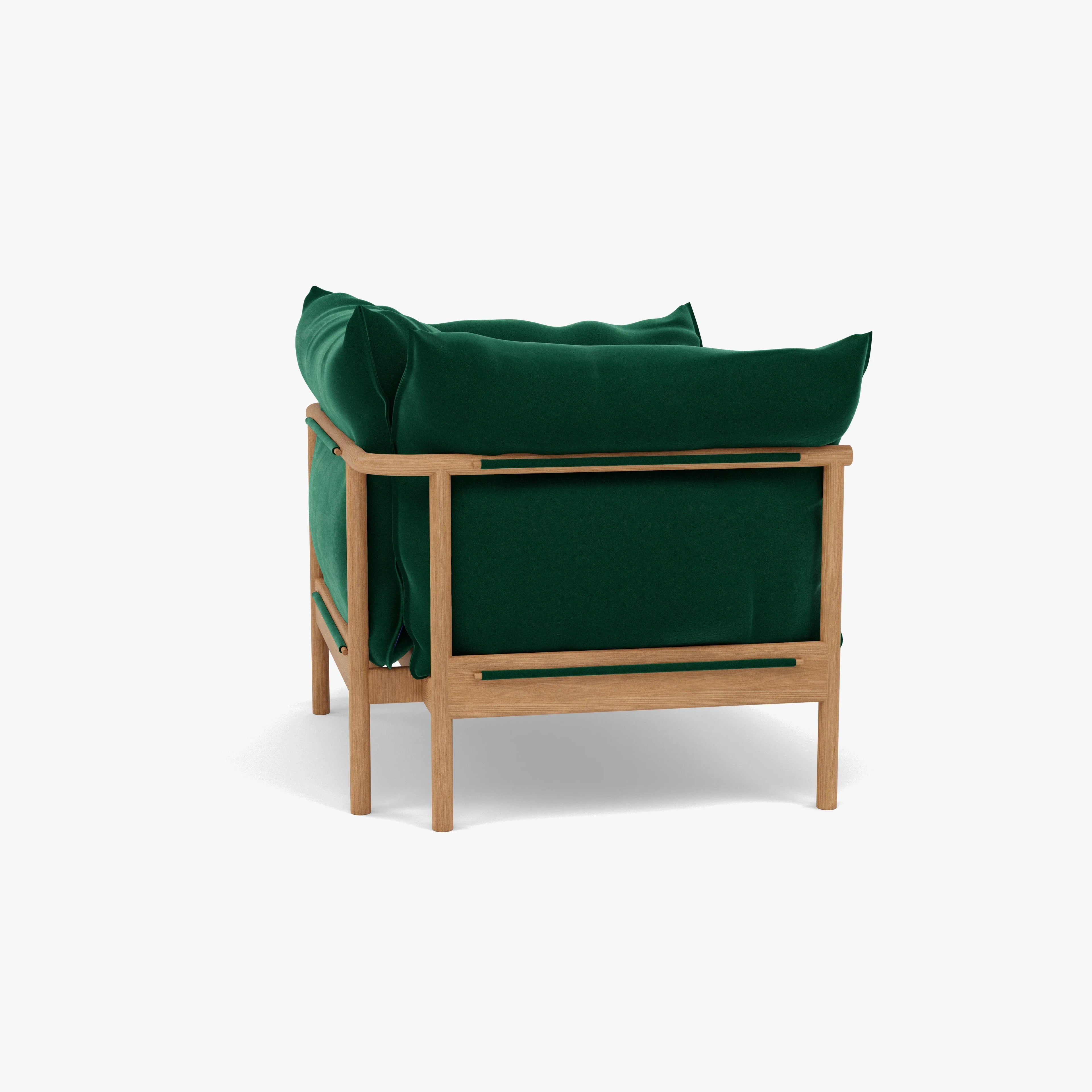 Olivia Armchair Racing Green Velvet Solid American Oak