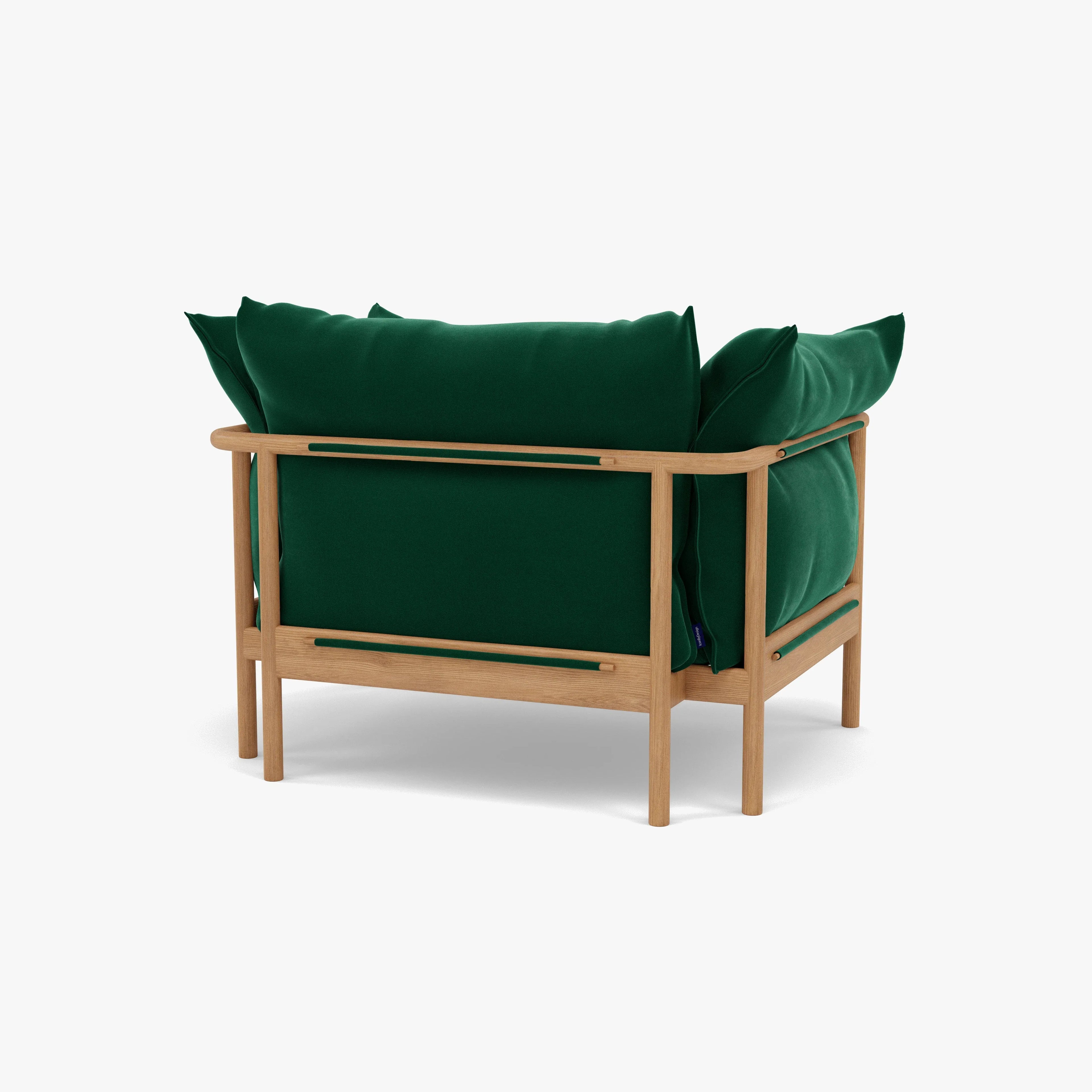 Olivia Armchair Racing Green Velvet Solid American Oak