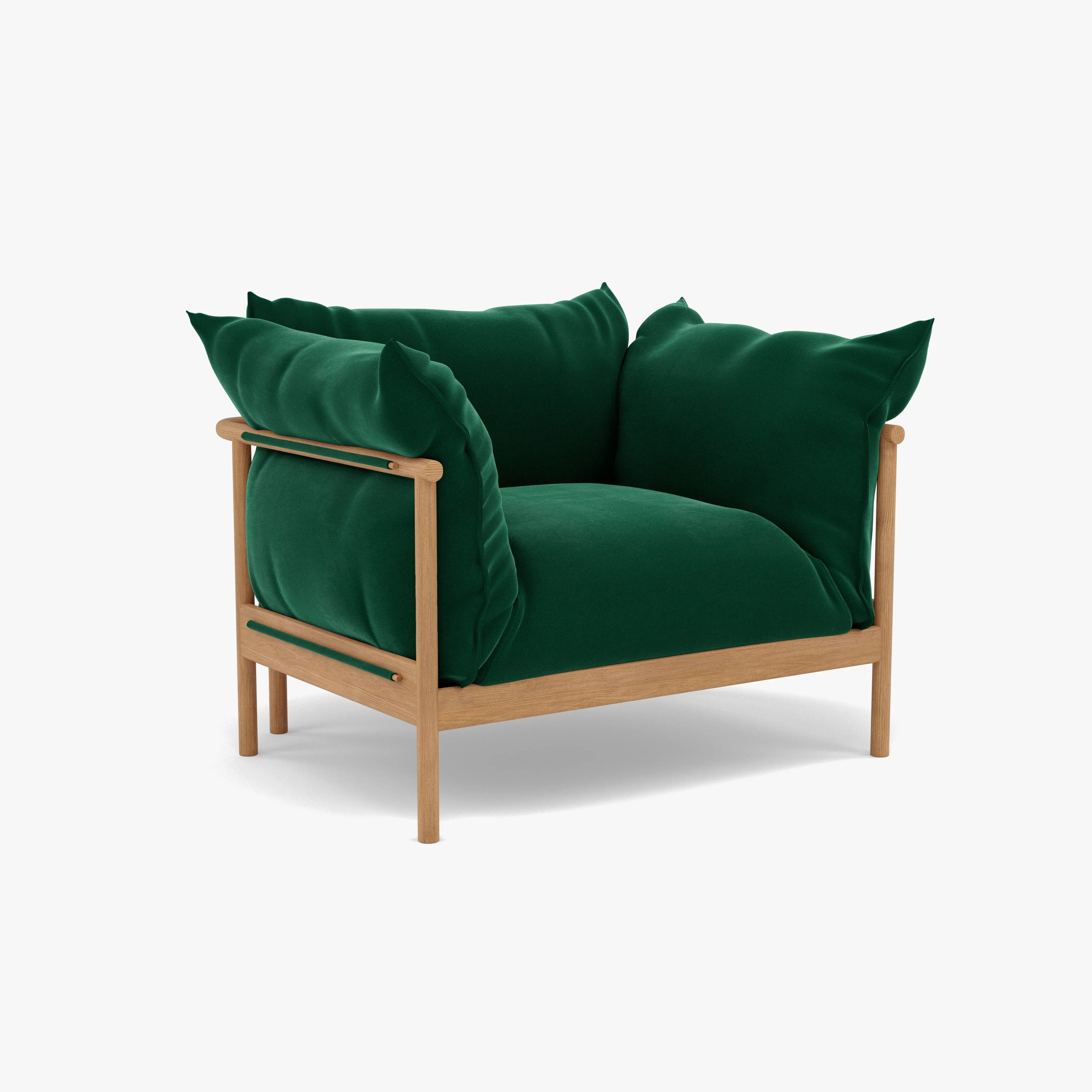 Olivia Armchair Racing Green Velvet Solid American Oak