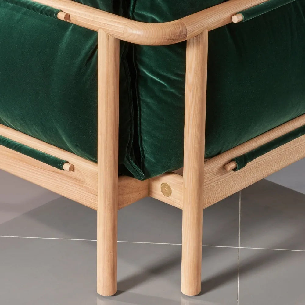 Olivia Armchair Racing Green Velvet Solid American Oak