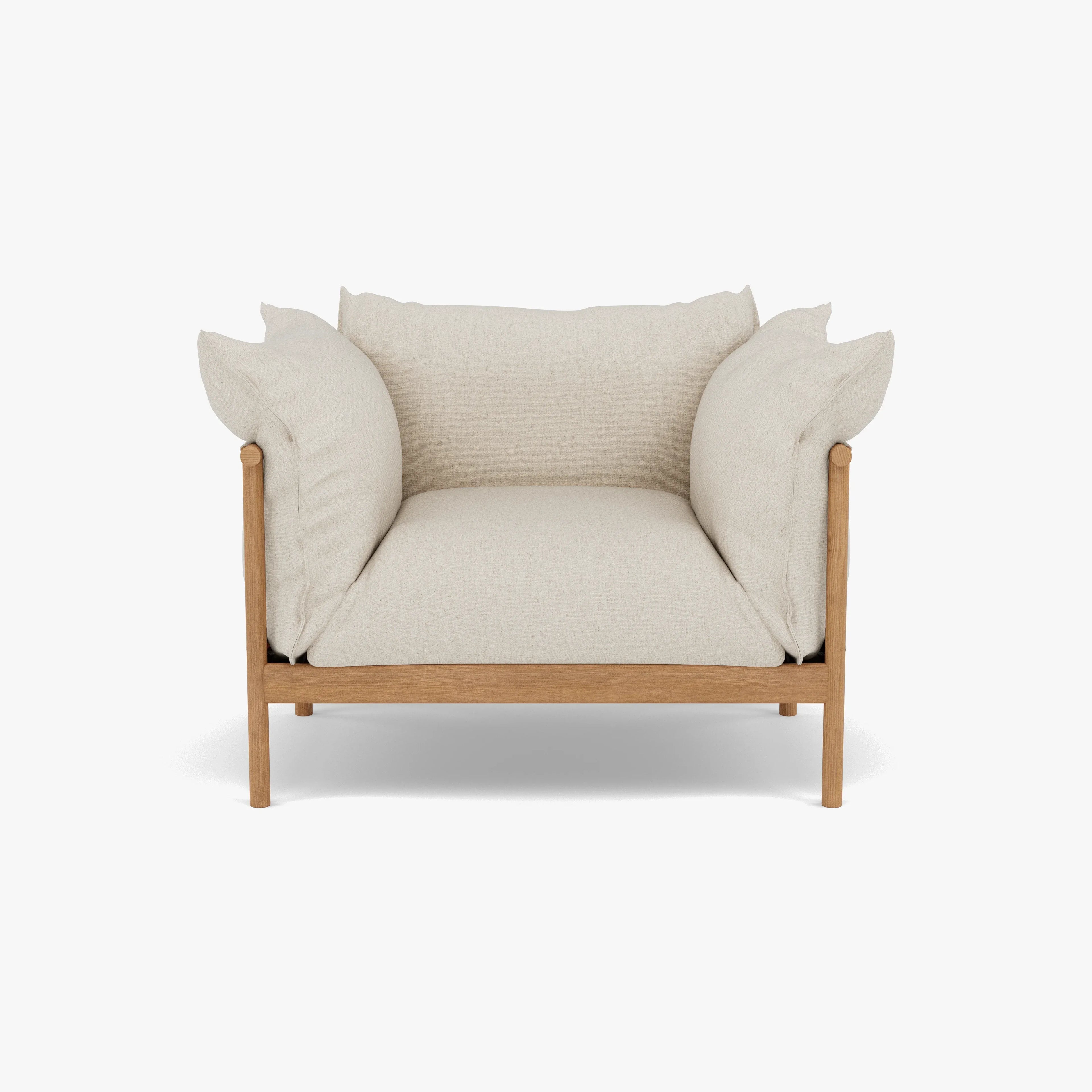 Olivia Armchair Sand Beige Velvet Solid American Oak
