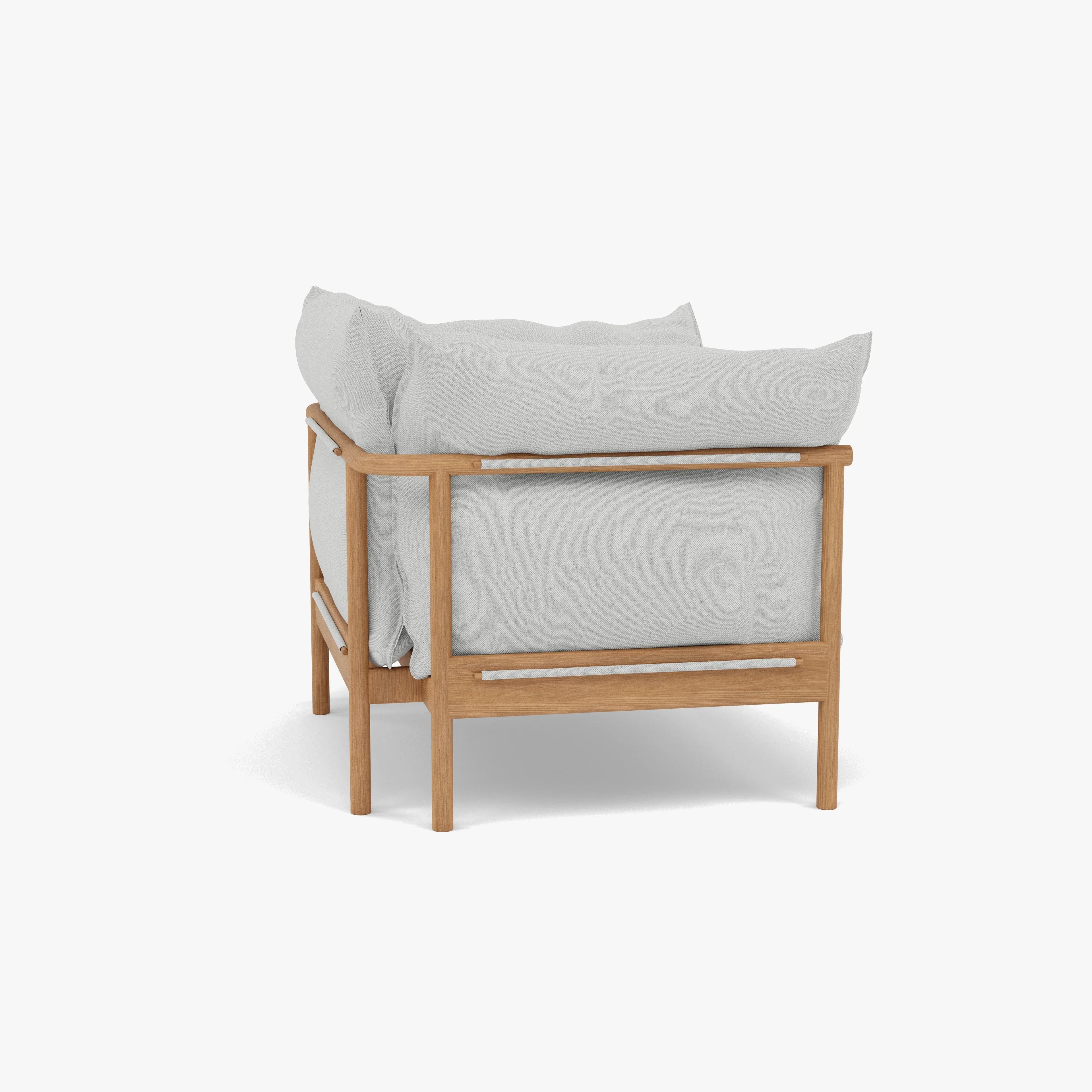 Olivia Armchair Soft Gray Fabric Solid American Oak