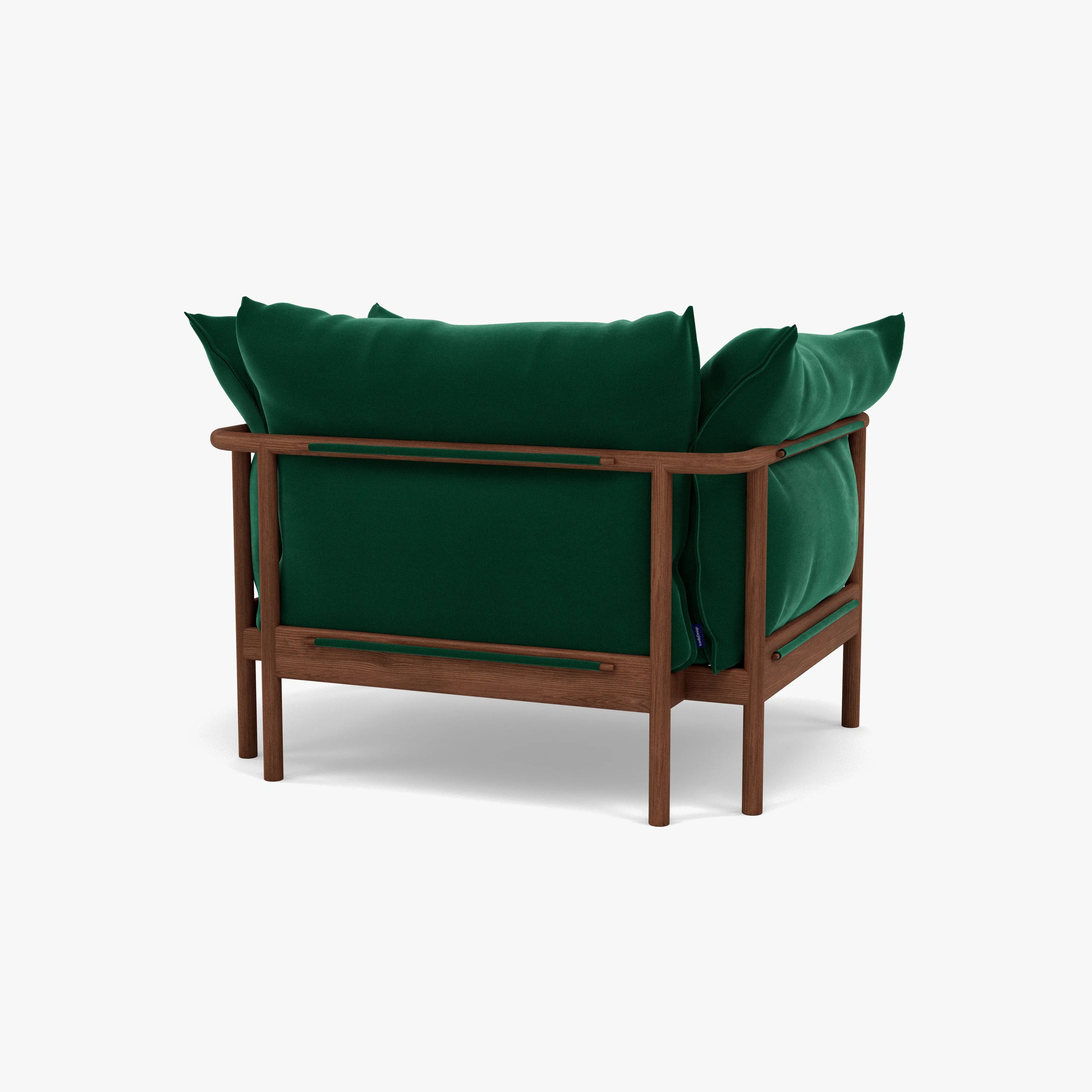 Olivia Armchair Racing Green Velvet Solid American Walnut