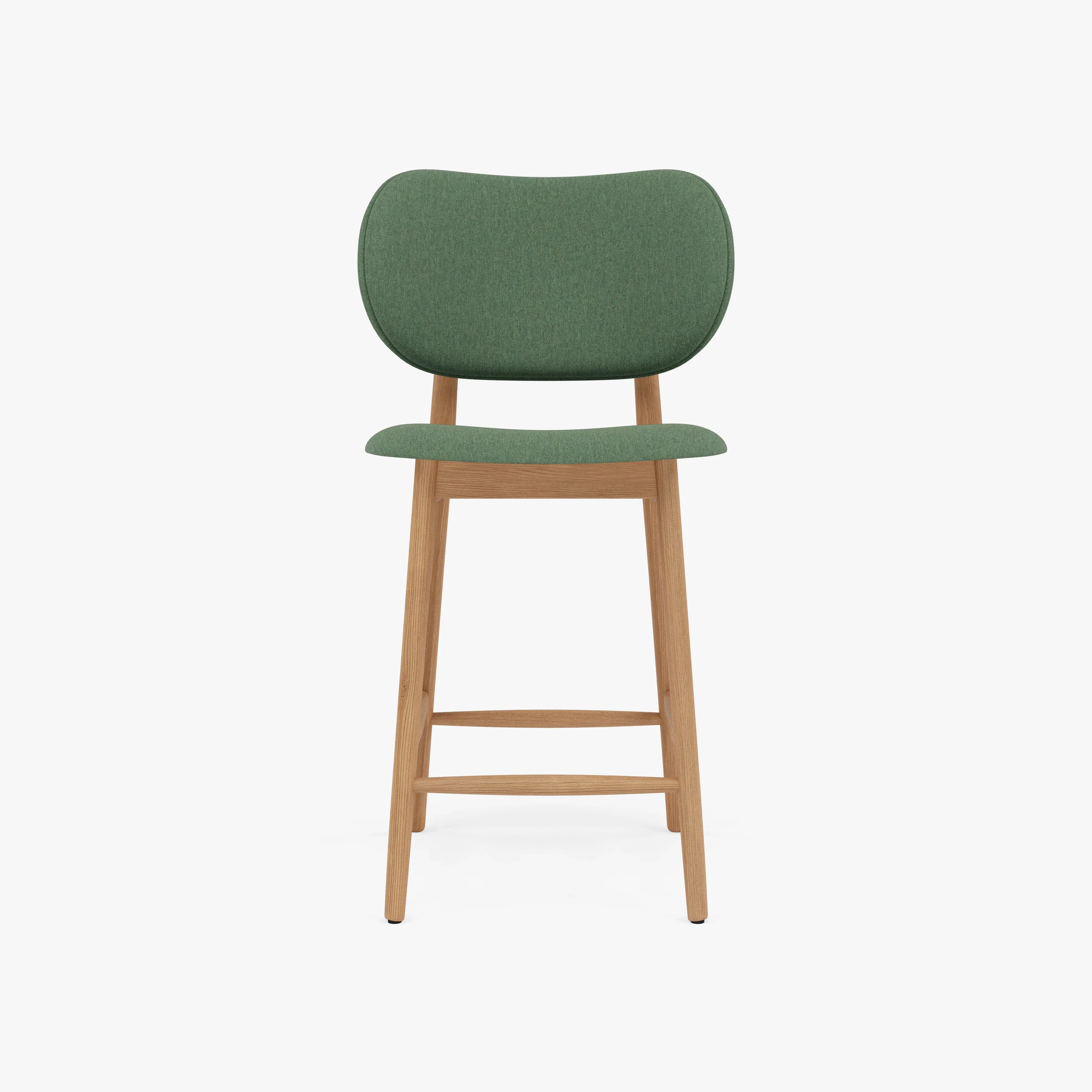 Olivia Counter Stool Forest Green Fabric Solid American Oak