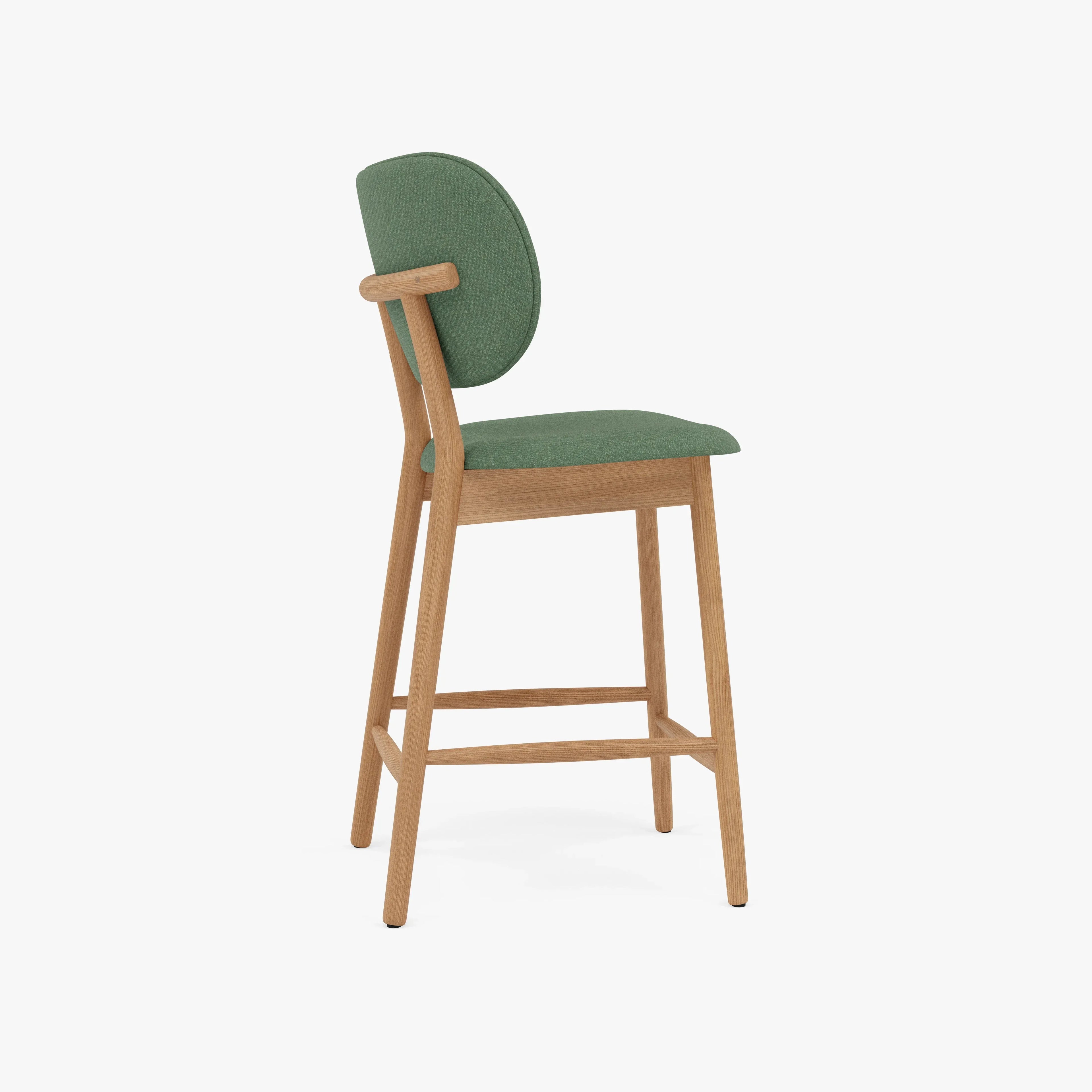 Olivia Counter Stool Forest Green Fabric Solid American Oak
