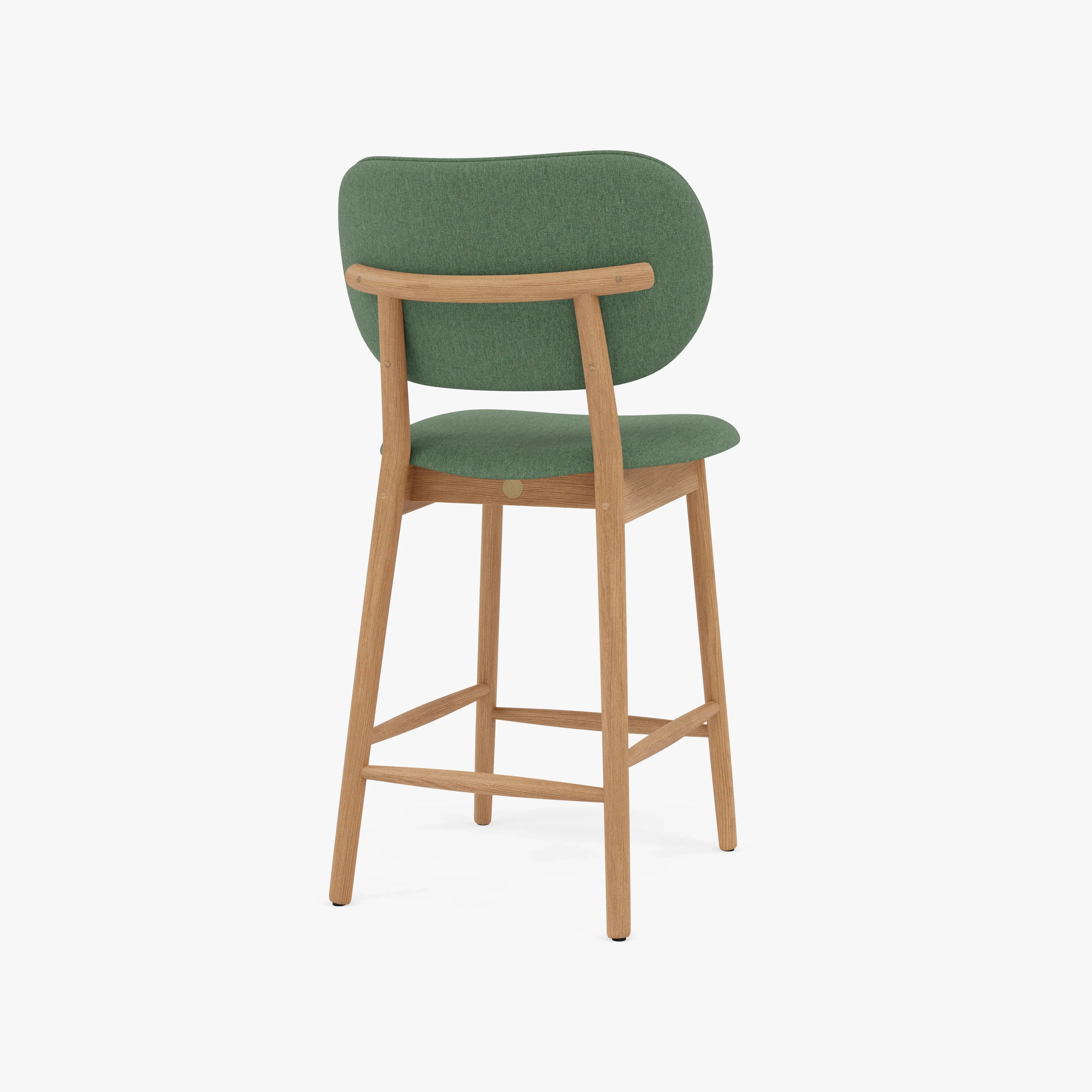 Olivia Counter Stool Forest Green Fabric Solid American Oak