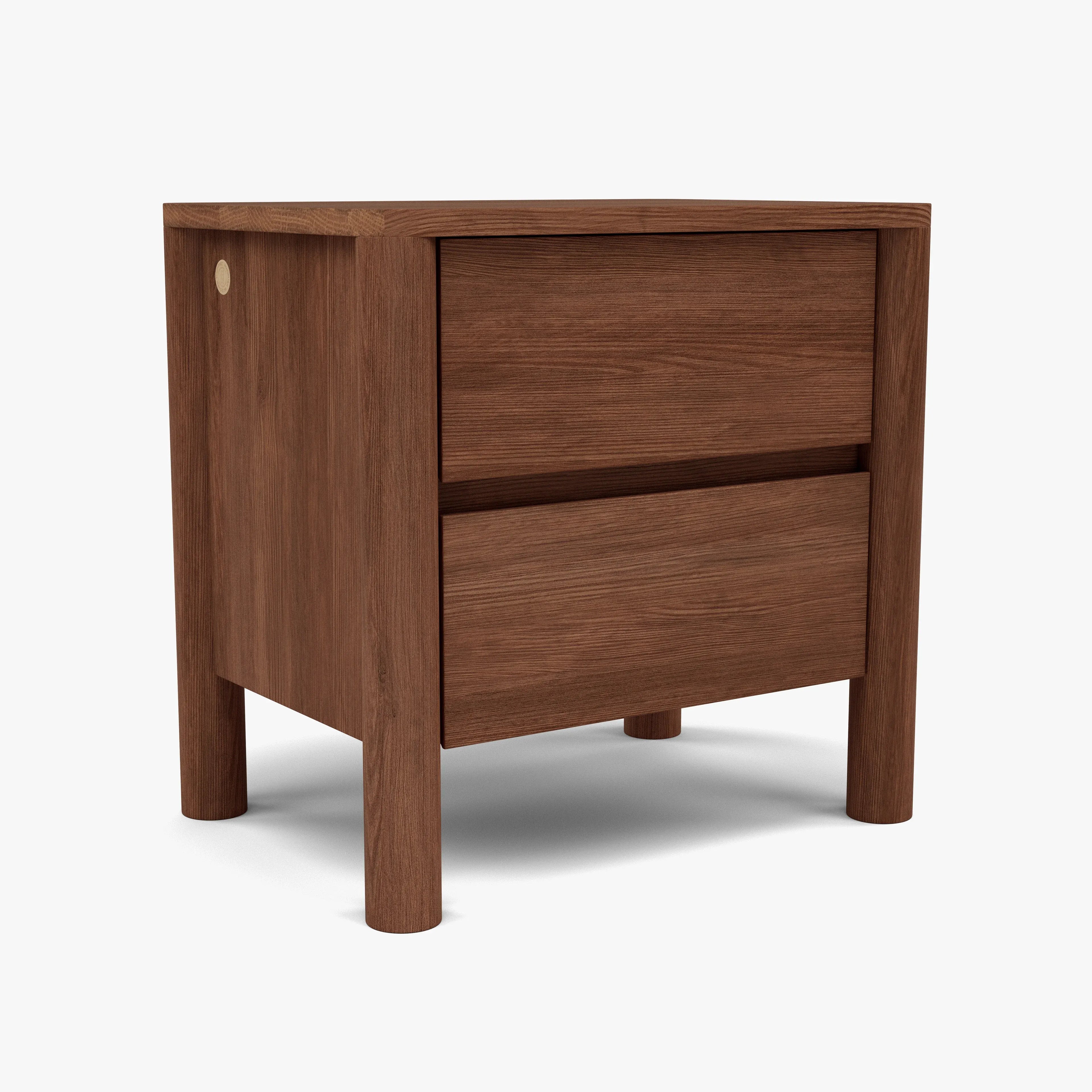 Olivia Nightstand 2 Drawers 22" x 16" Solid American Walnut