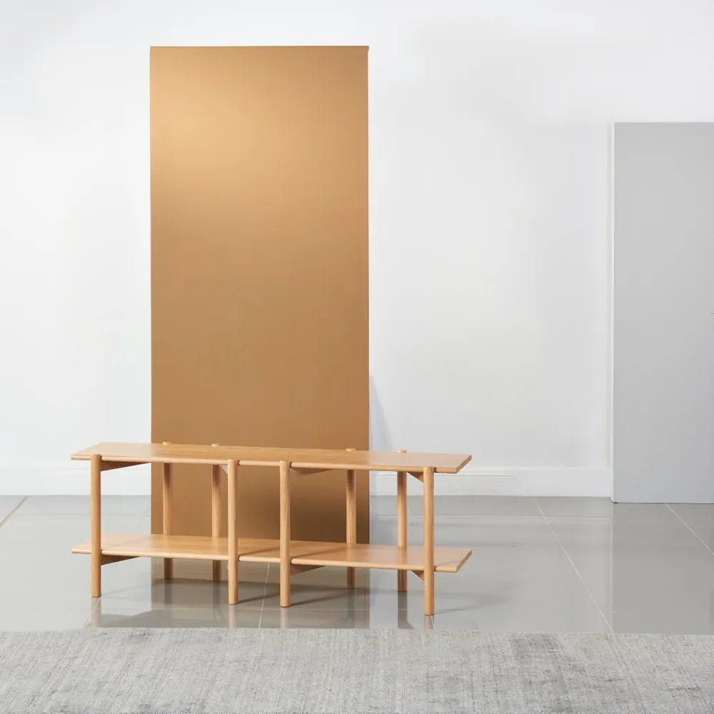 Olivia Modular Shelf Double 57" x 14" x 21" Solid American Oak