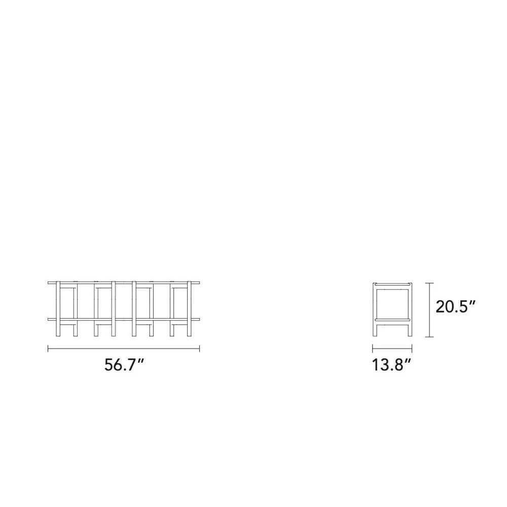 Olivia Modular Shelf Double 57" x 14" x 21" Solid American Oak