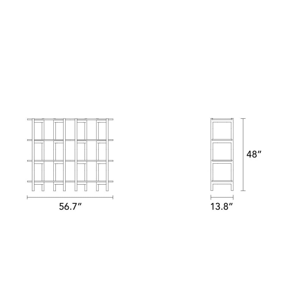 Olivia Modular Shelf Double 57" x 14" x 48" Solid American Oak