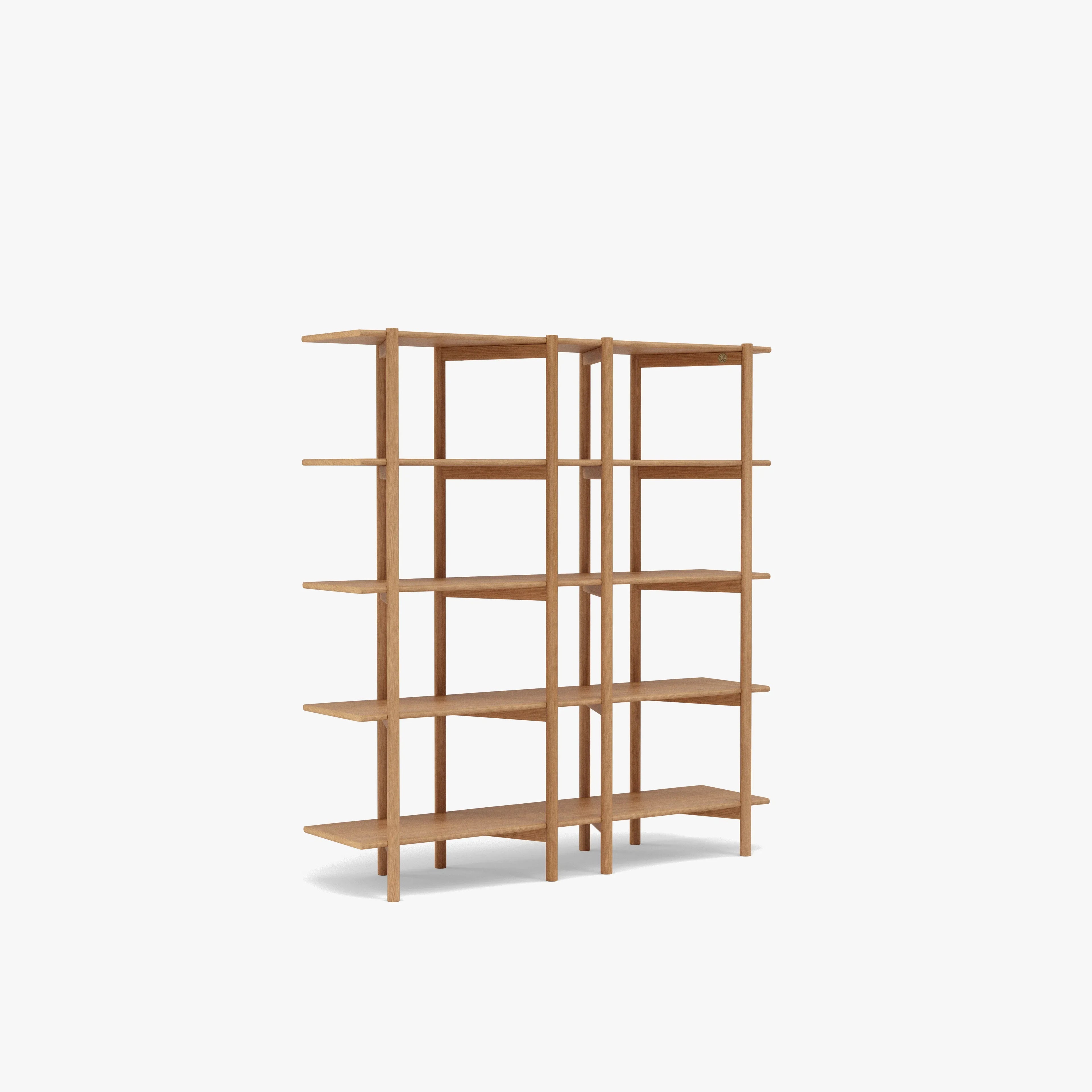 Olivia Modular Shelf Double 57" x 14" x 62" Solid American Oak