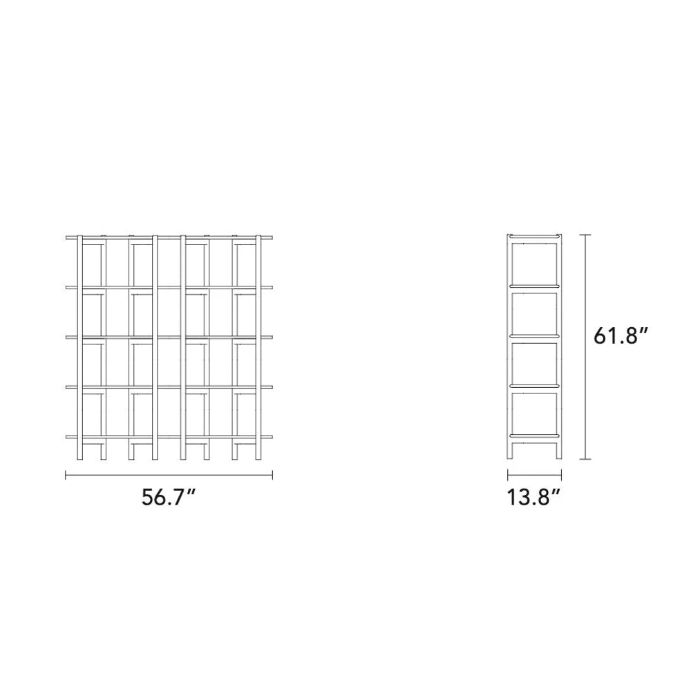 Olivia Modular Shelf Double 57" x 14" x 62" Solid American Oak