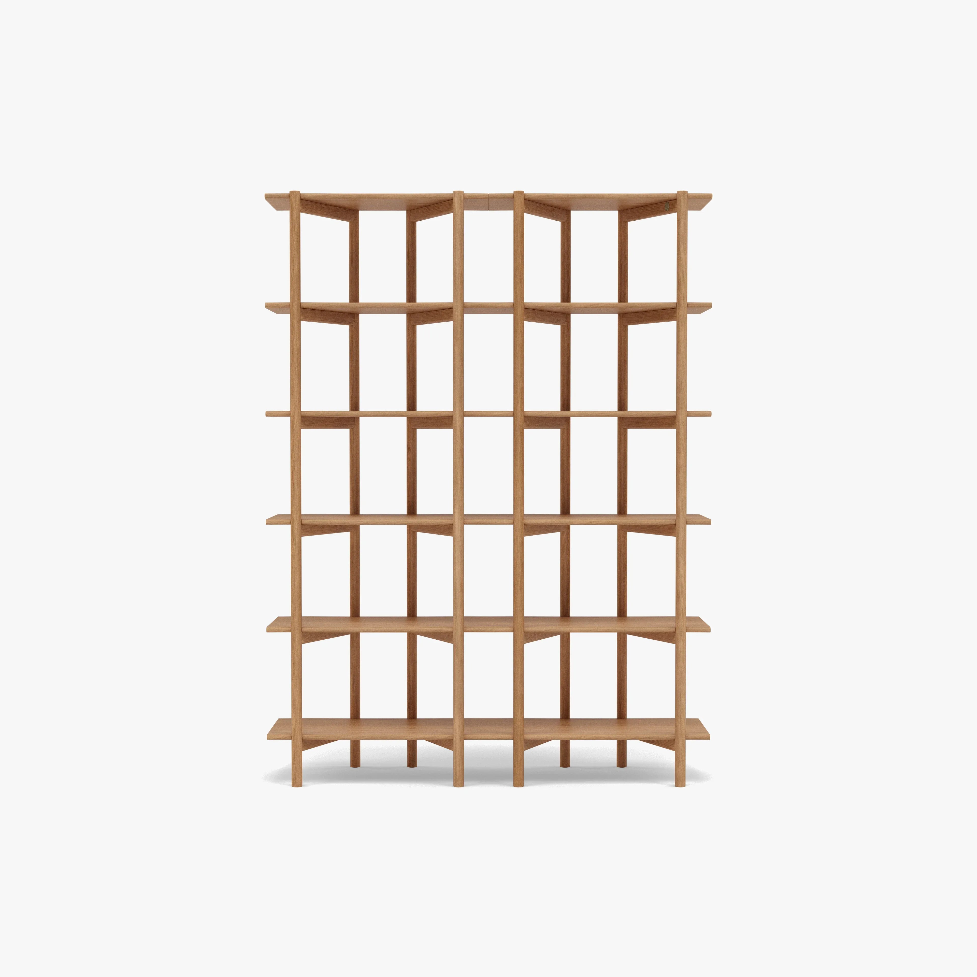 Olivia Modular Shelf Double 57" x 14" x 76" Solid American Oak