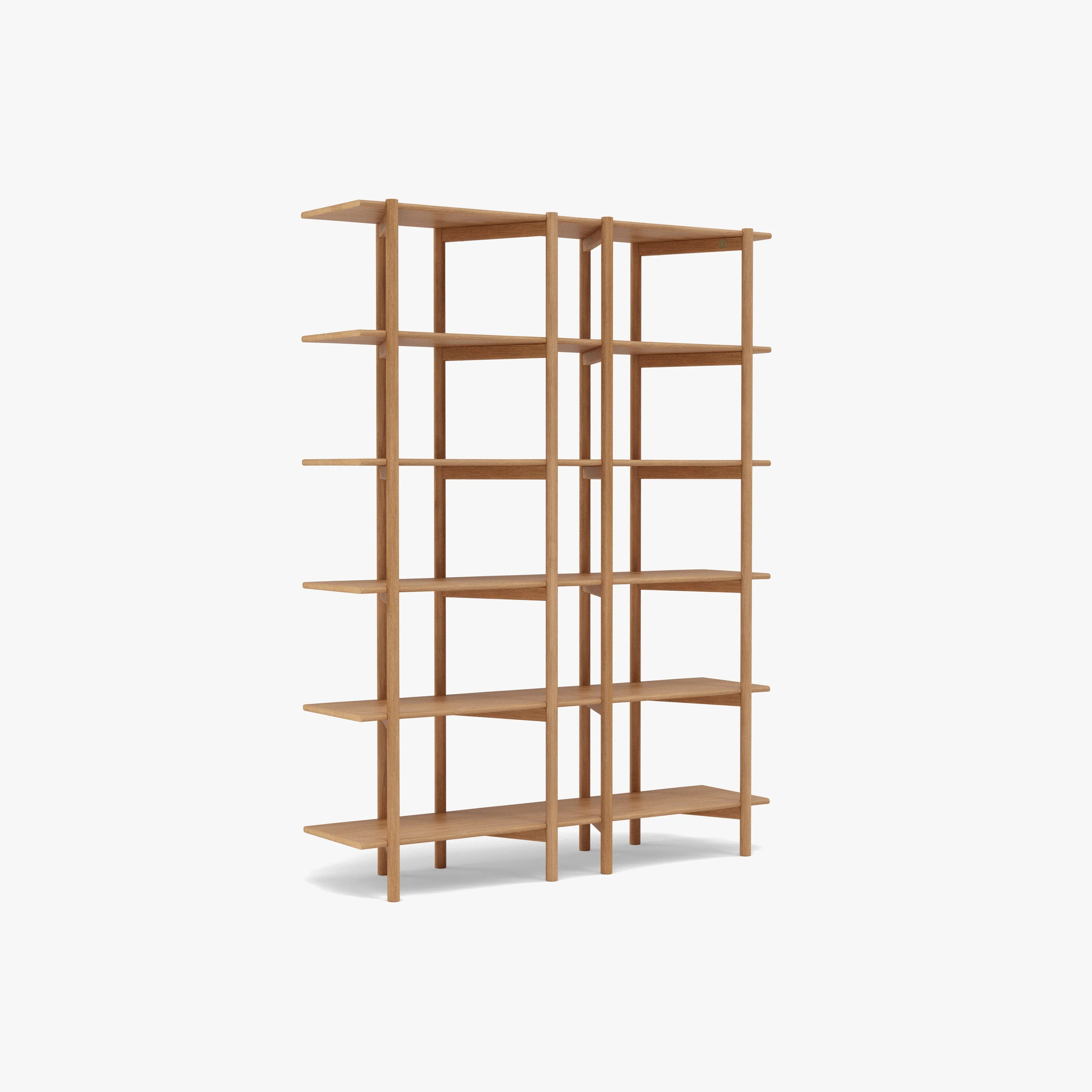 Olivia Modular Shelf Double 57" x 14" x 76" Solid American Oak