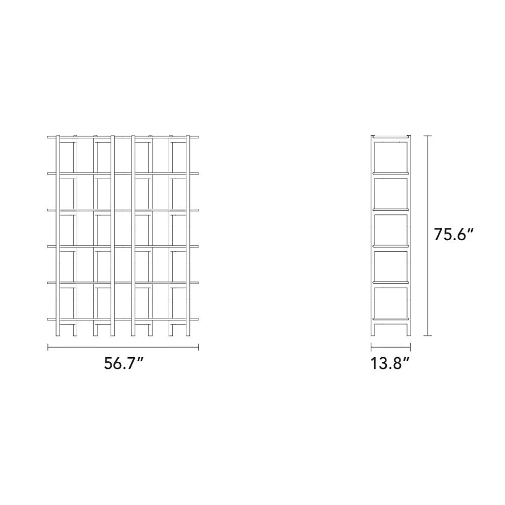 Olivia Modular Shelf Double 57" x 14" x 76" Solid American Oak