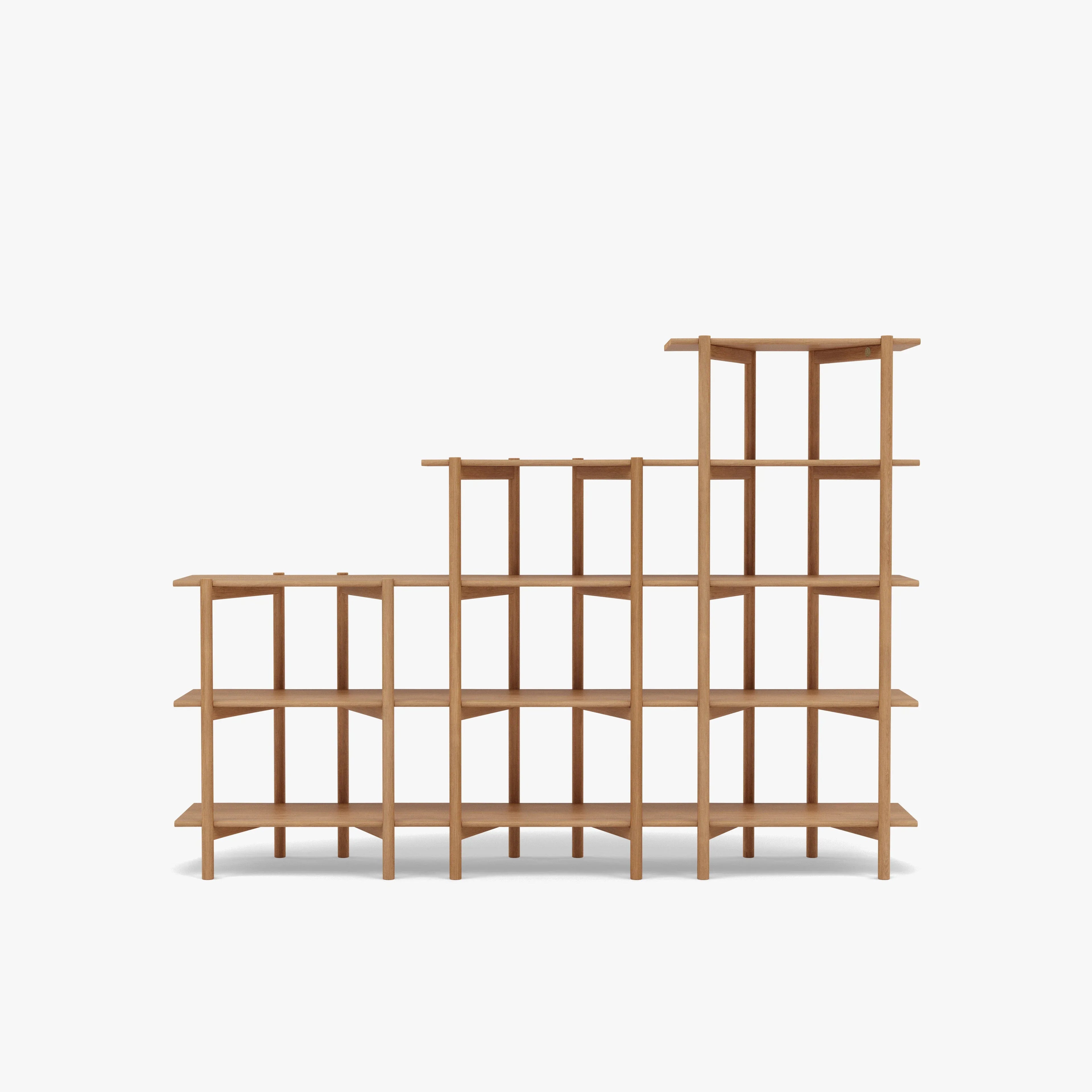 Olivia Modular Shelf Stepped Triple 85" x 14" x 62" Solid American Oak