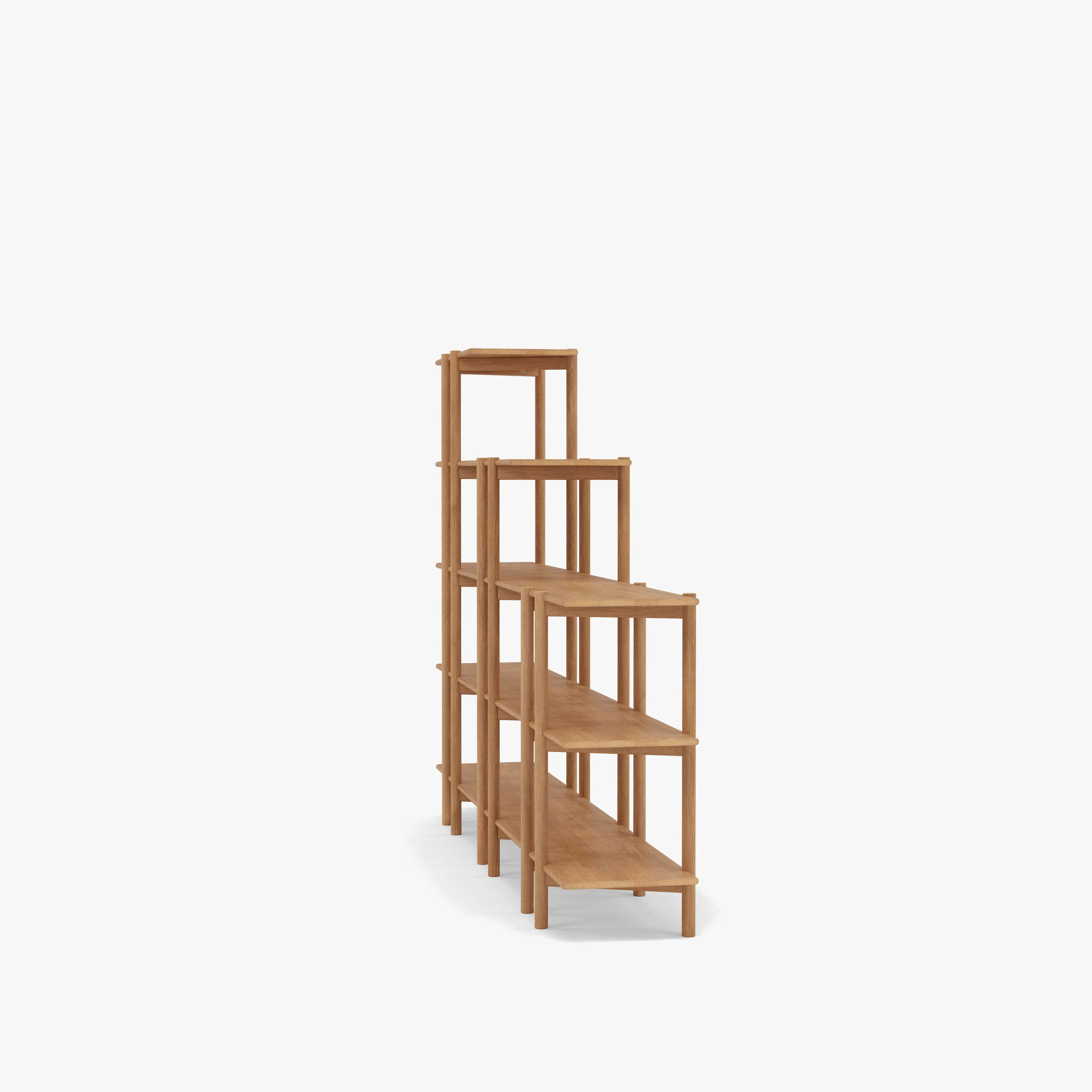 Olivia Modular Shelf Stepped Triple 85" x 14" x 62" Solid American Oak