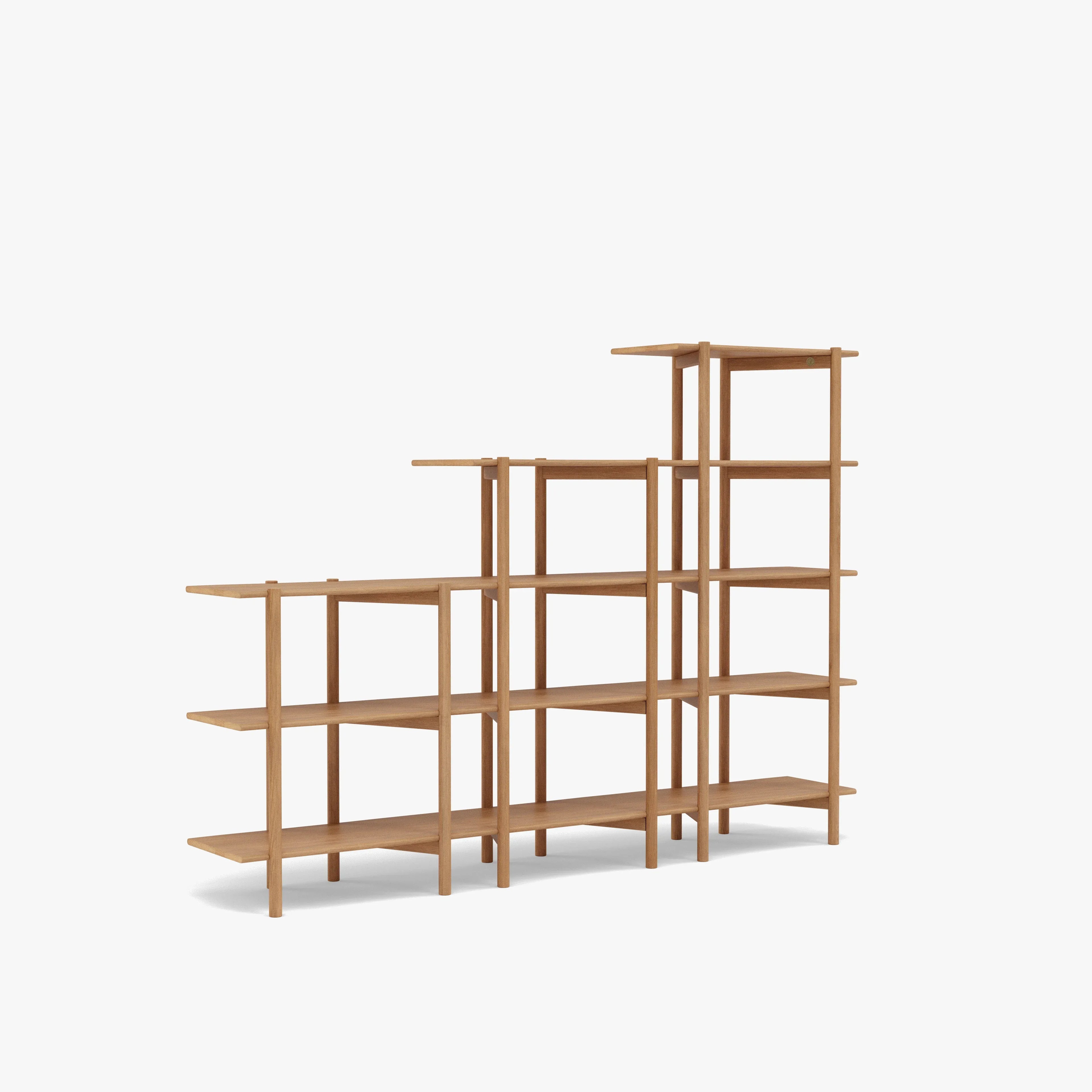 Olivia Modular Shelf Stepped Triple 85" x 14" x 62" Solid American Oak