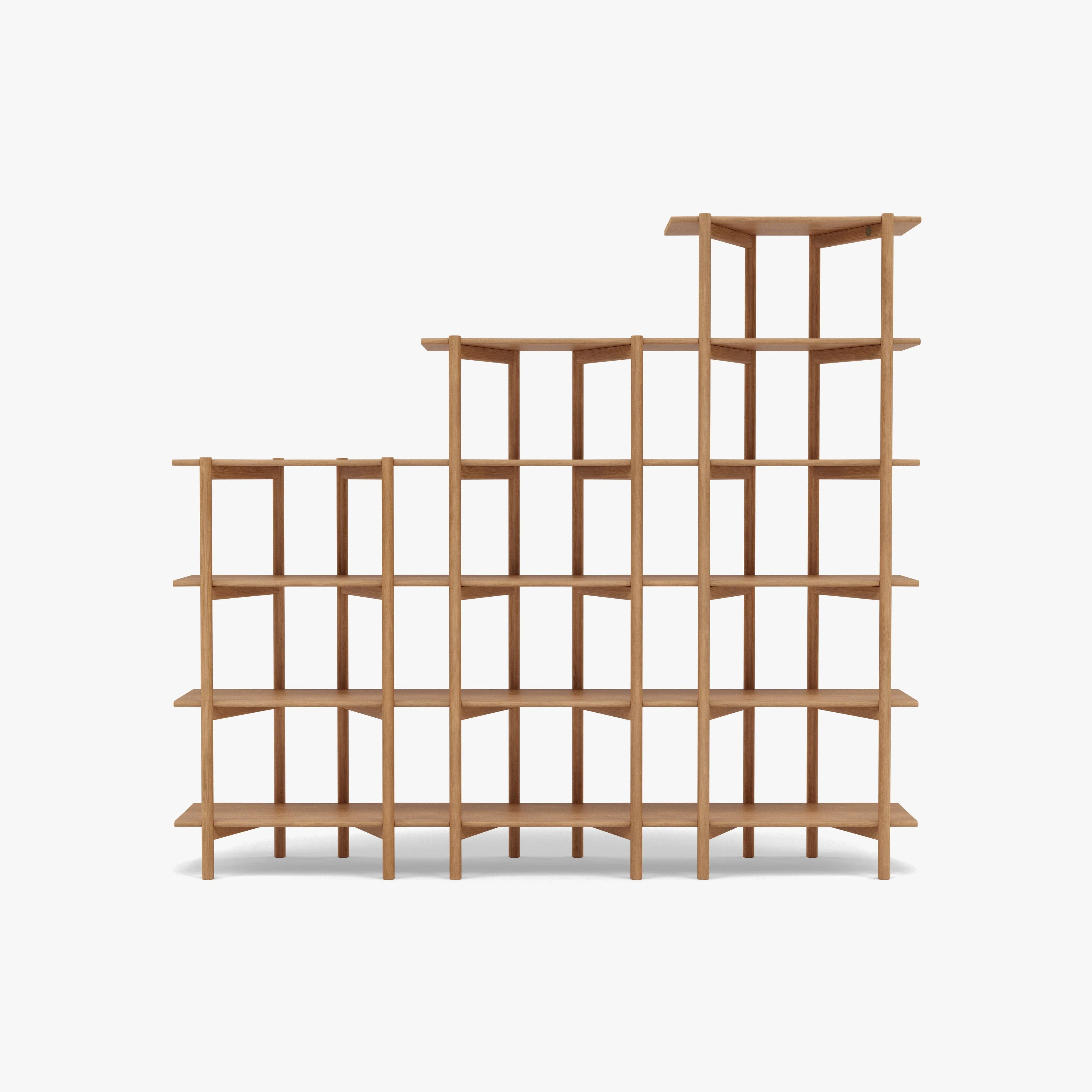Olivia Modular Shelf Stepped Triple 85" x 14" x 76" Solid American Oak
