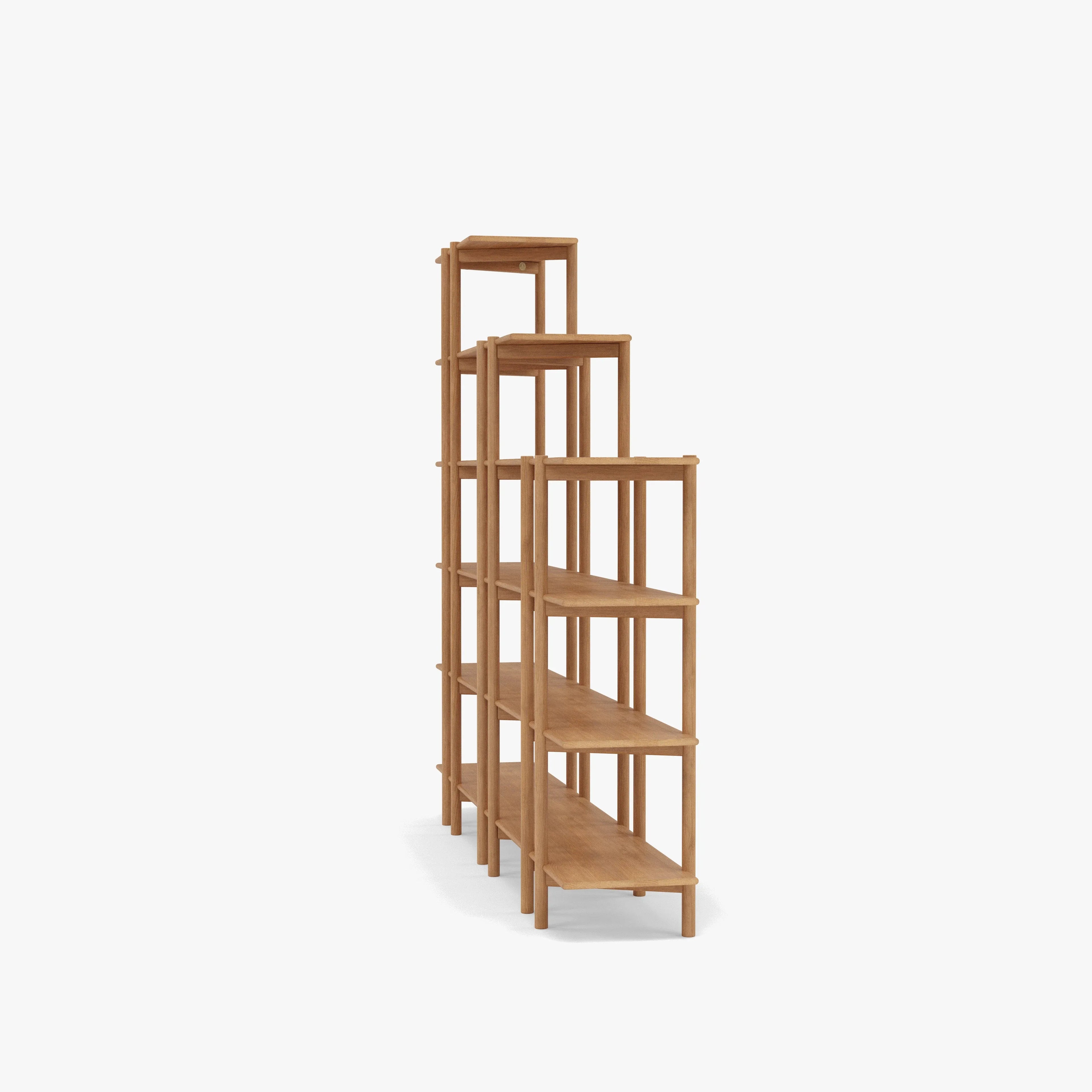 Olivia Modular Shelf Stepped Triple 85" x 14" x 76" Solid American Oak